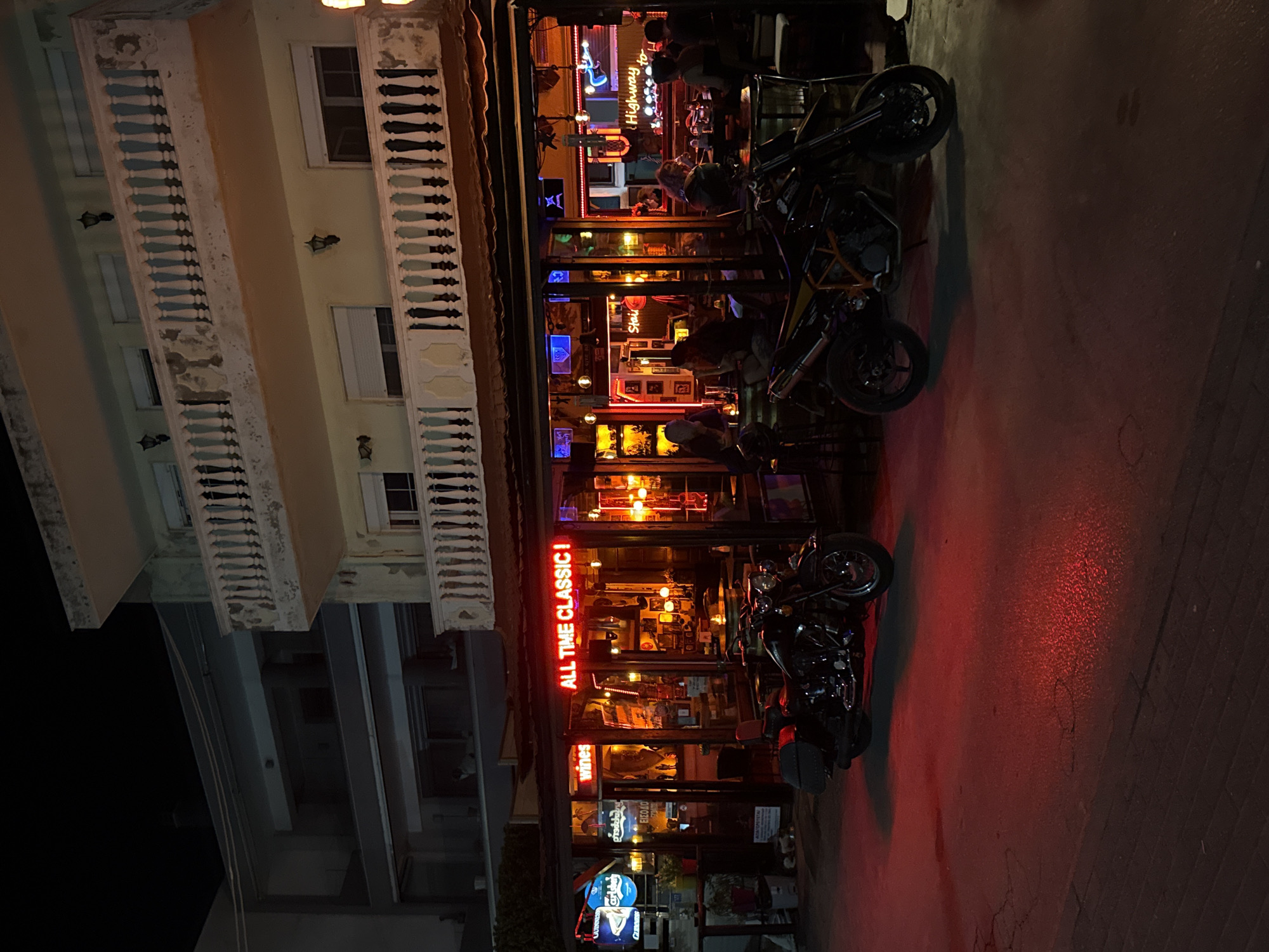 Night shot of All Time Classic bar, Neoi Epivates