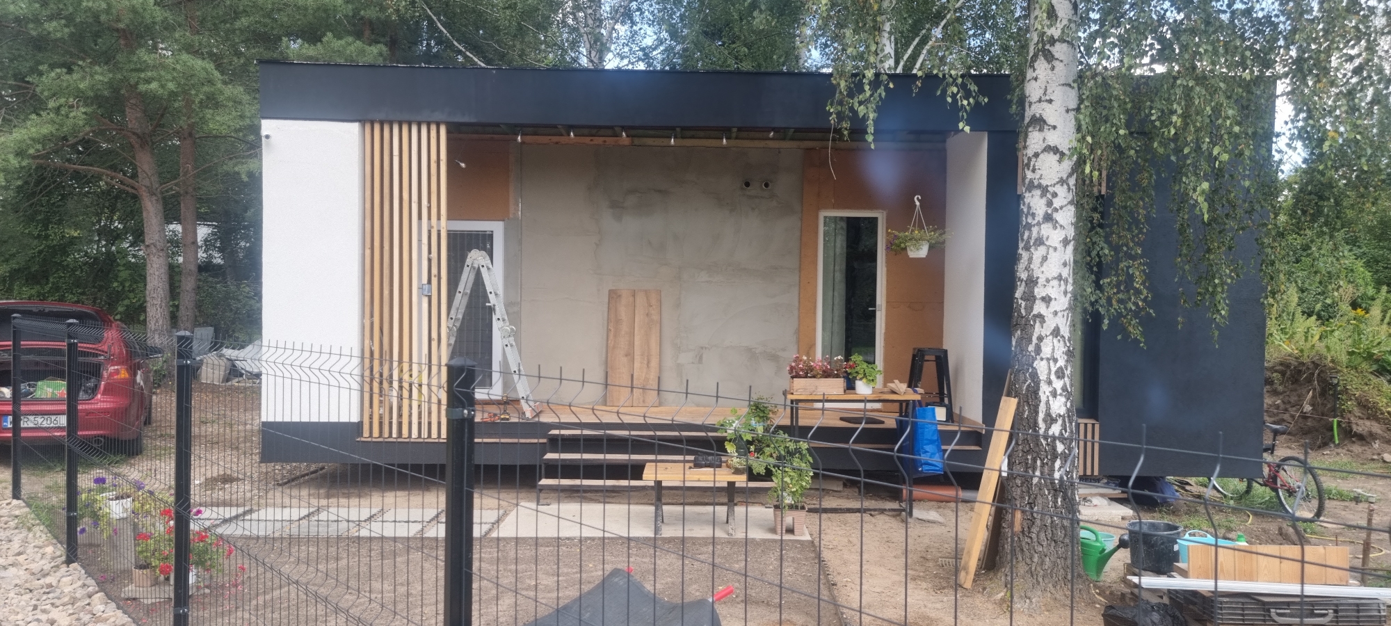 Modern home construction underway in Szczaki, Poland