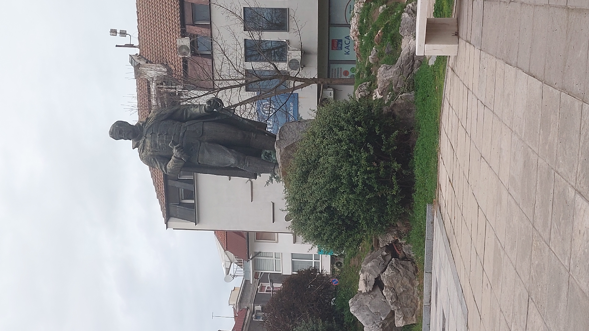 Bronze military statue observed in Gabrovo plaza