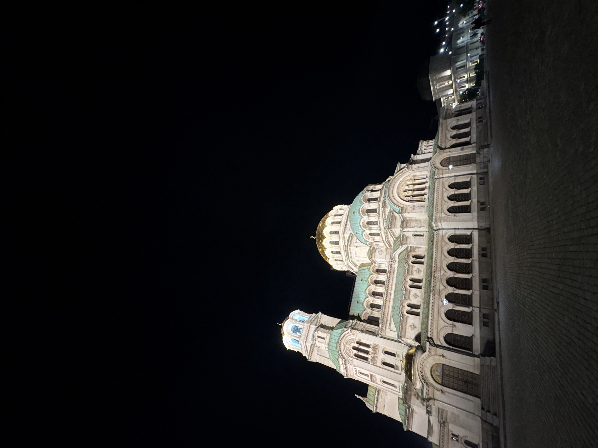 Sofia's Alexander Nevsky Cathedral photographed at night