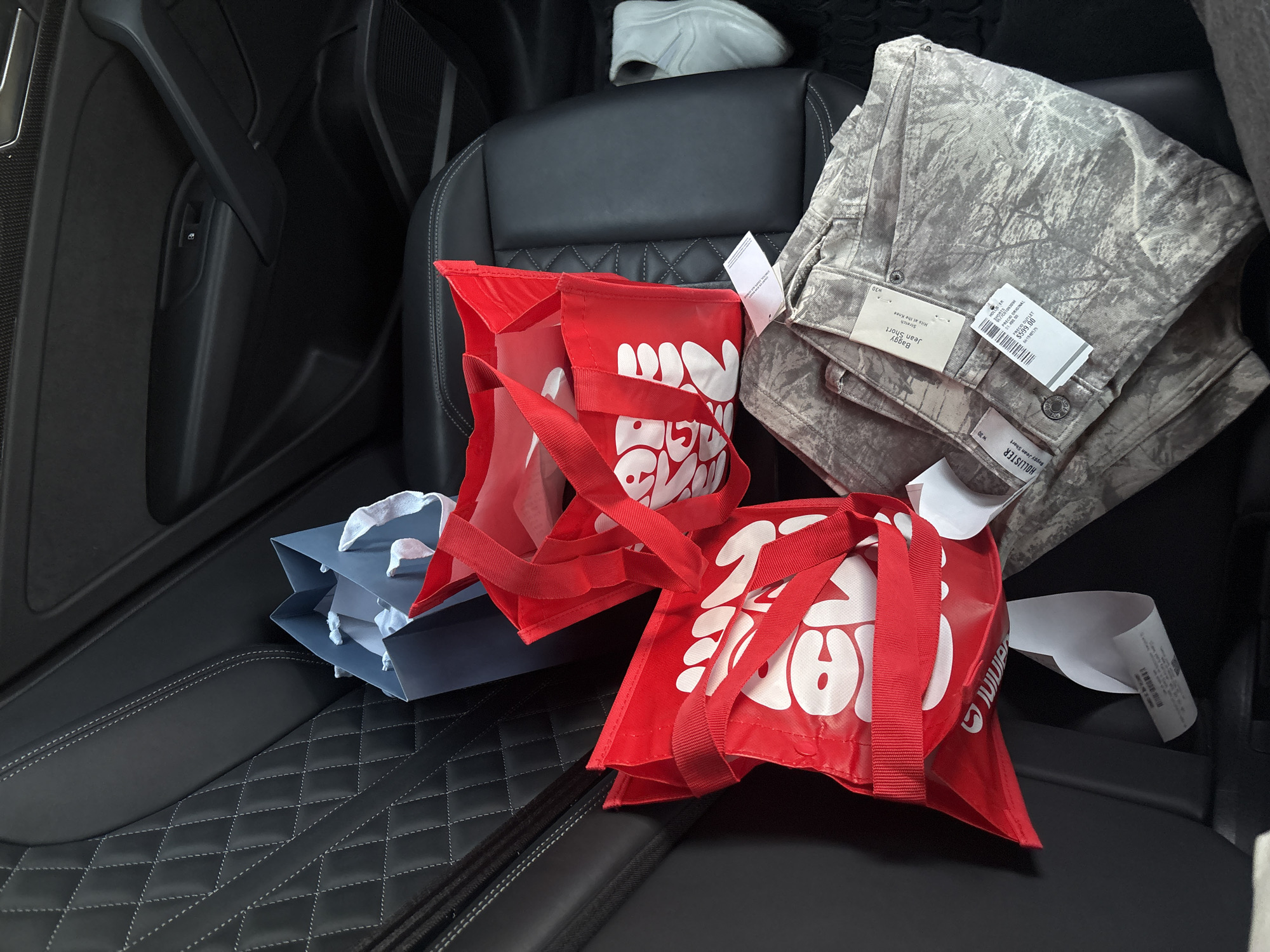 Shopping trip documented in vehicle interior in Mexico