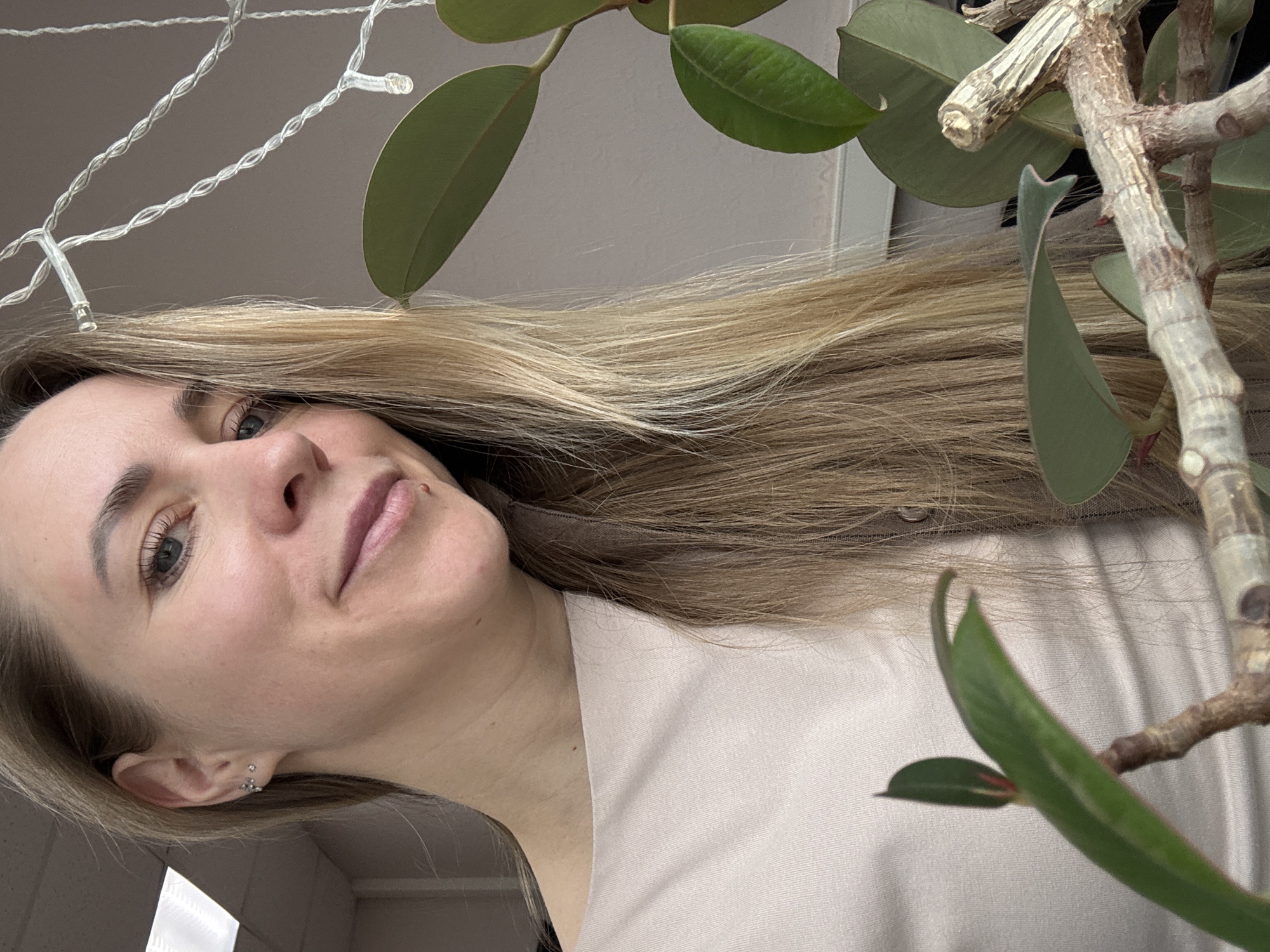 Woman photographed twice in morning selfie session, Chaikovsky