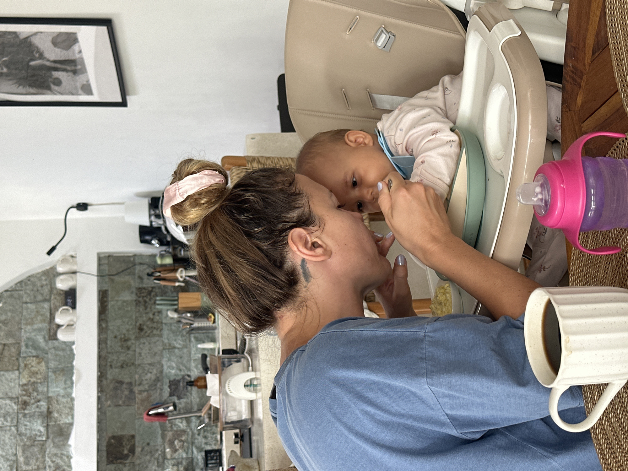 Mealtime with a baby in a Mengwi home