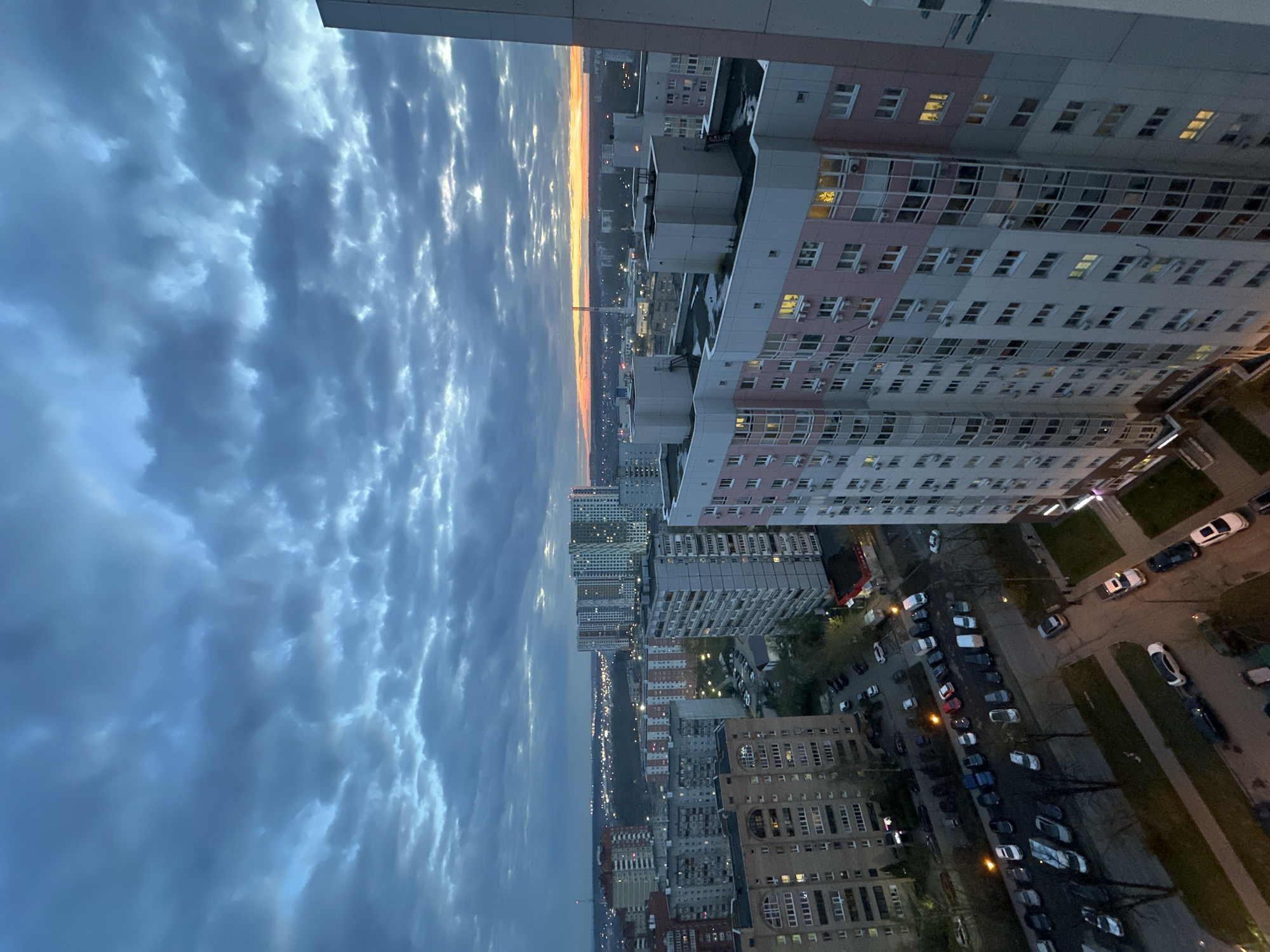 Dusk view captured of Moscow residential building, May 2026