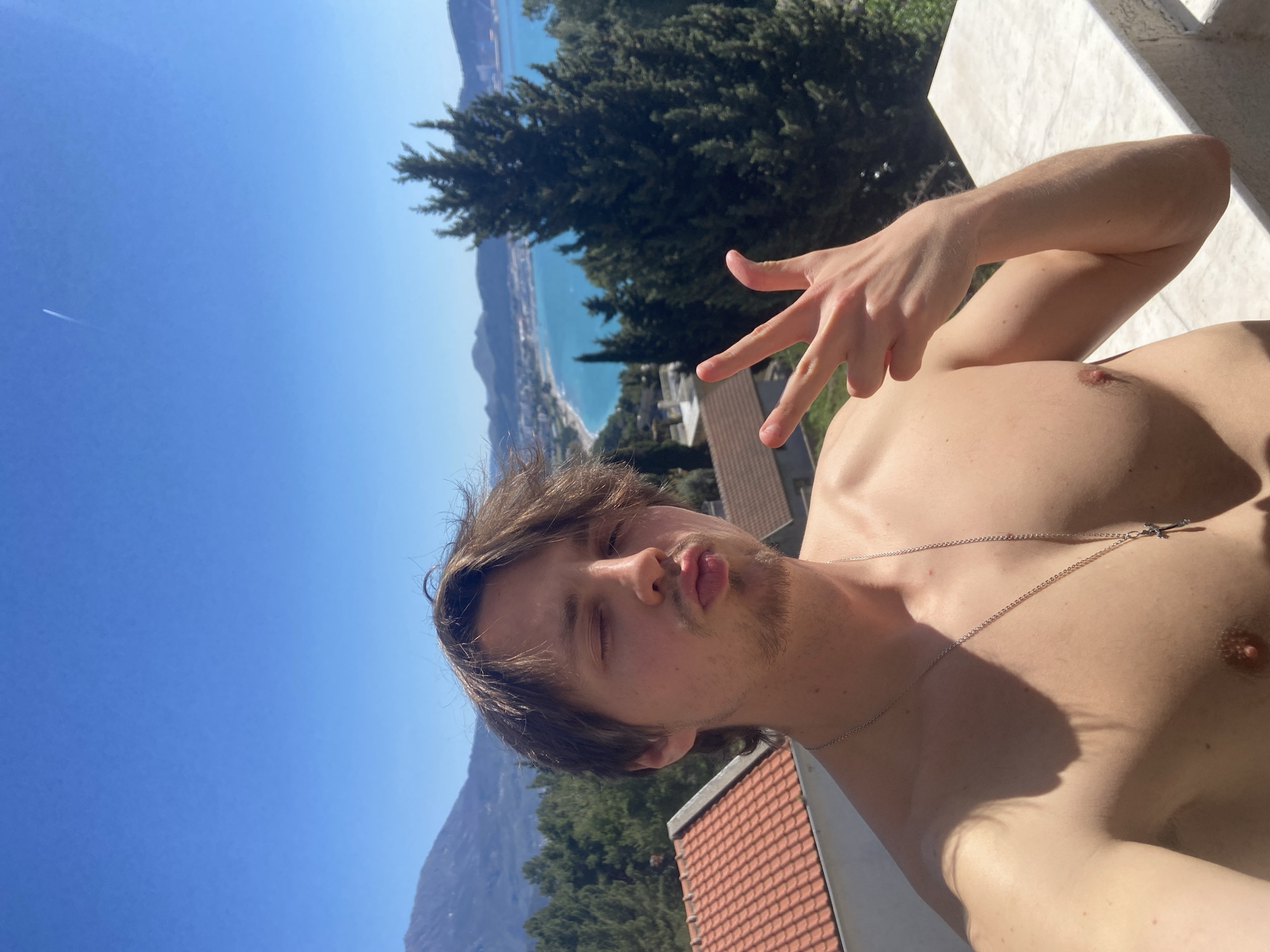 Man photographed on balcony in coastal Montenegro during Easter weekend