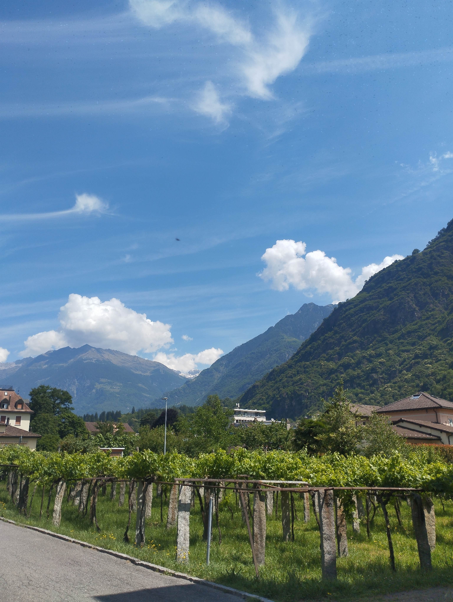 Morning walk through sunny Biasca captures Swiss town life