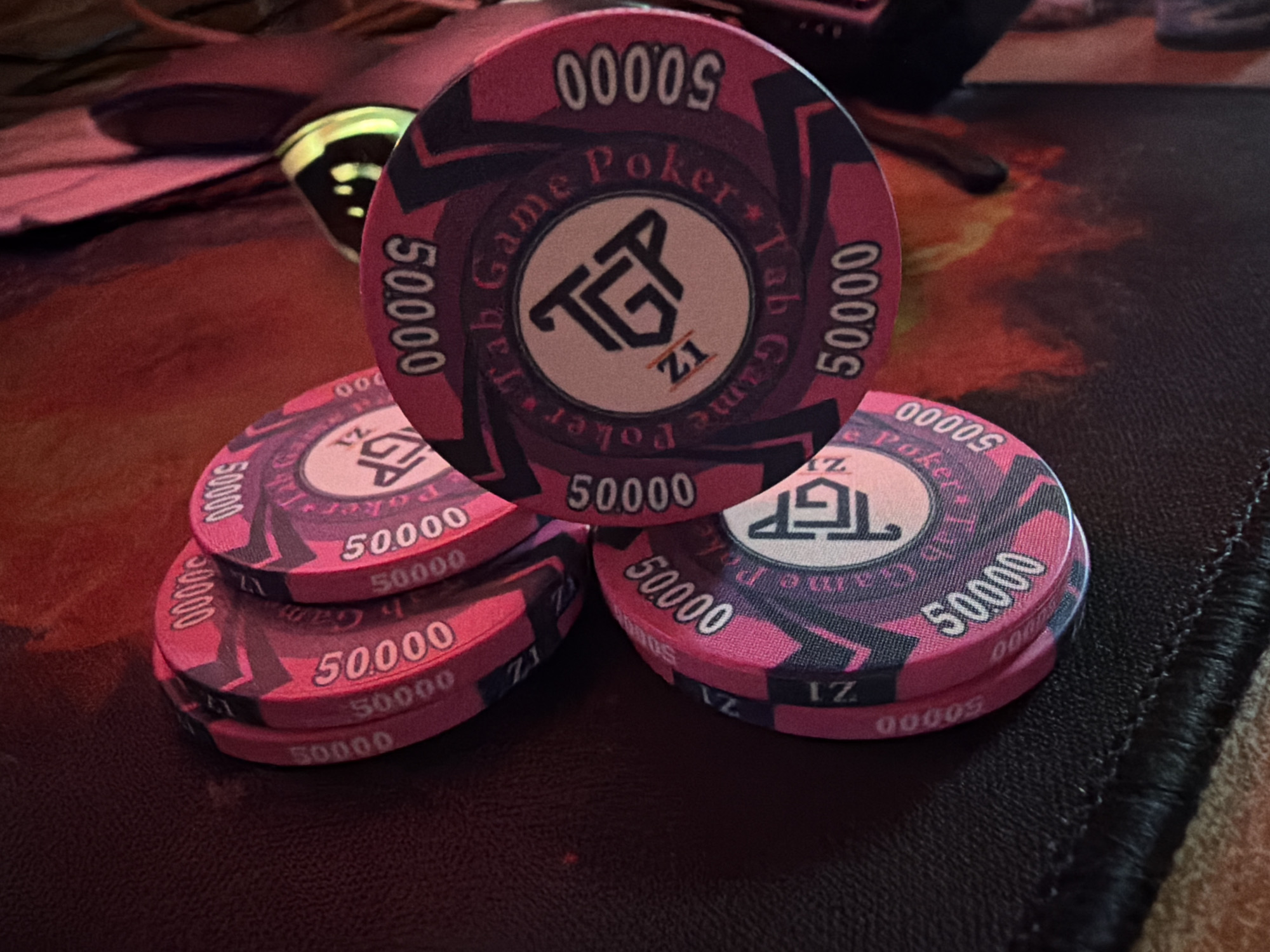 Poker chips and gaming equipment photographed in Russian village