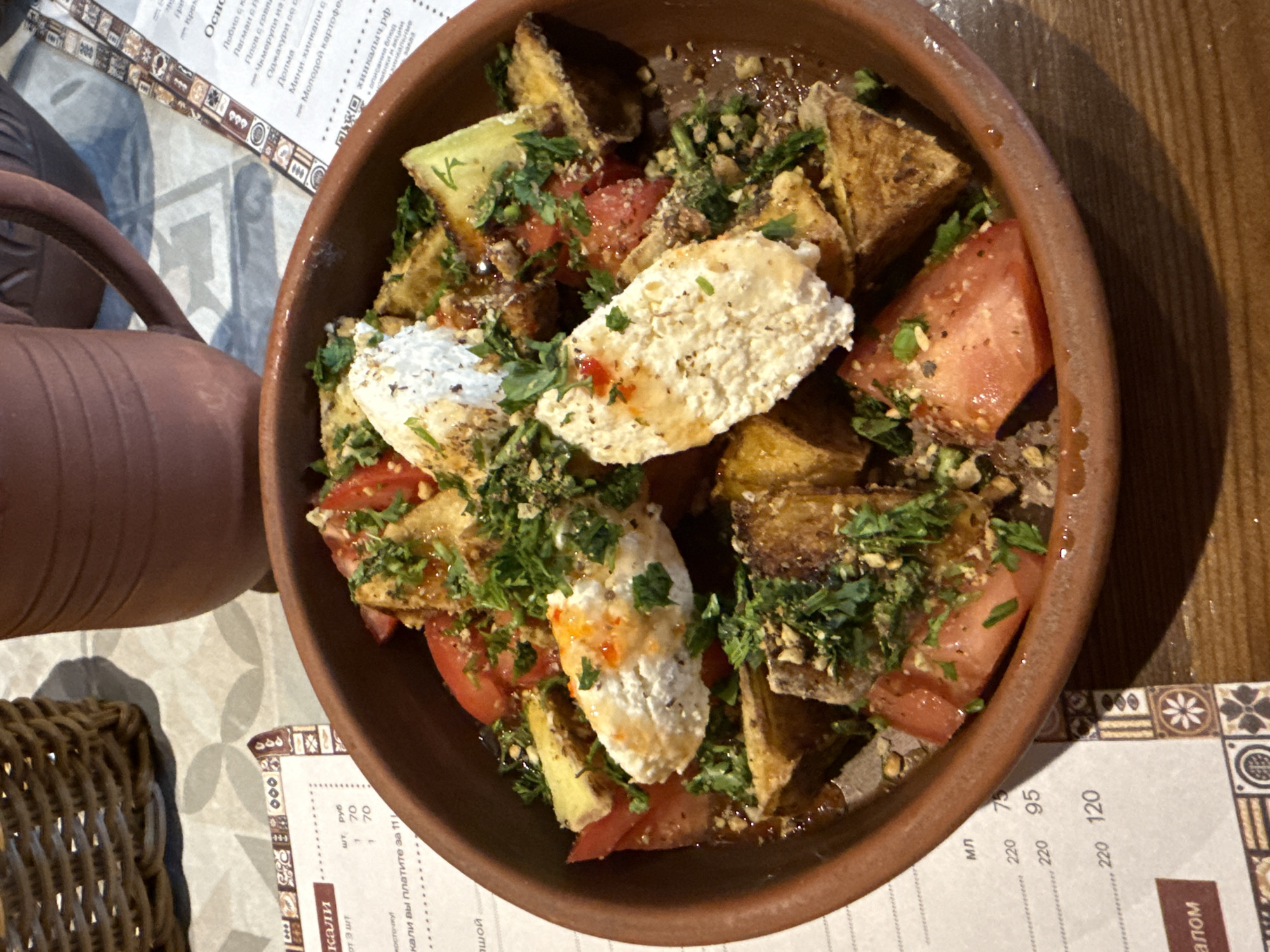 Man enjoys Georgian cuisine at Izhevsk restaurant