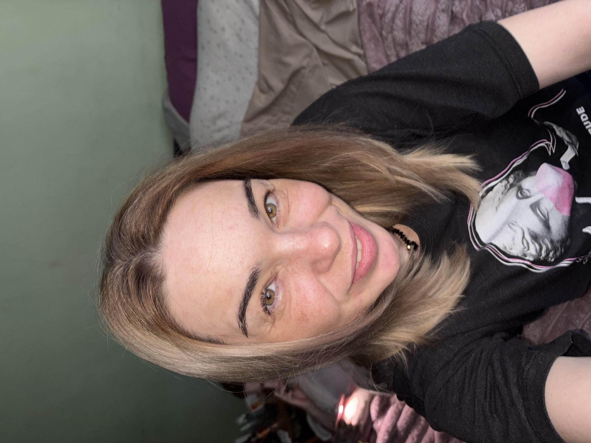 Woman takes indoor selfie in Lednevo, Russia