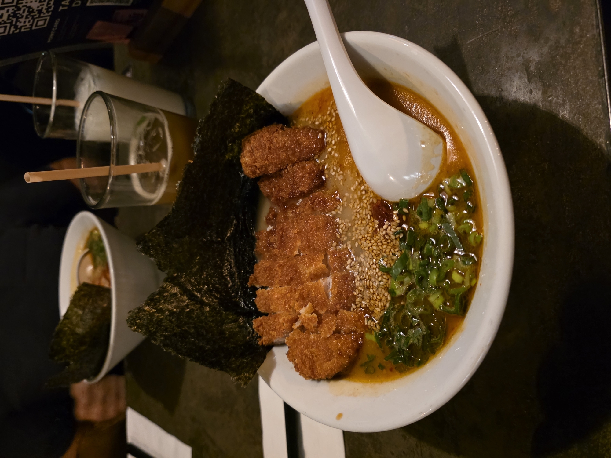 Ramen bowl photographed at late night dining in Ensenada