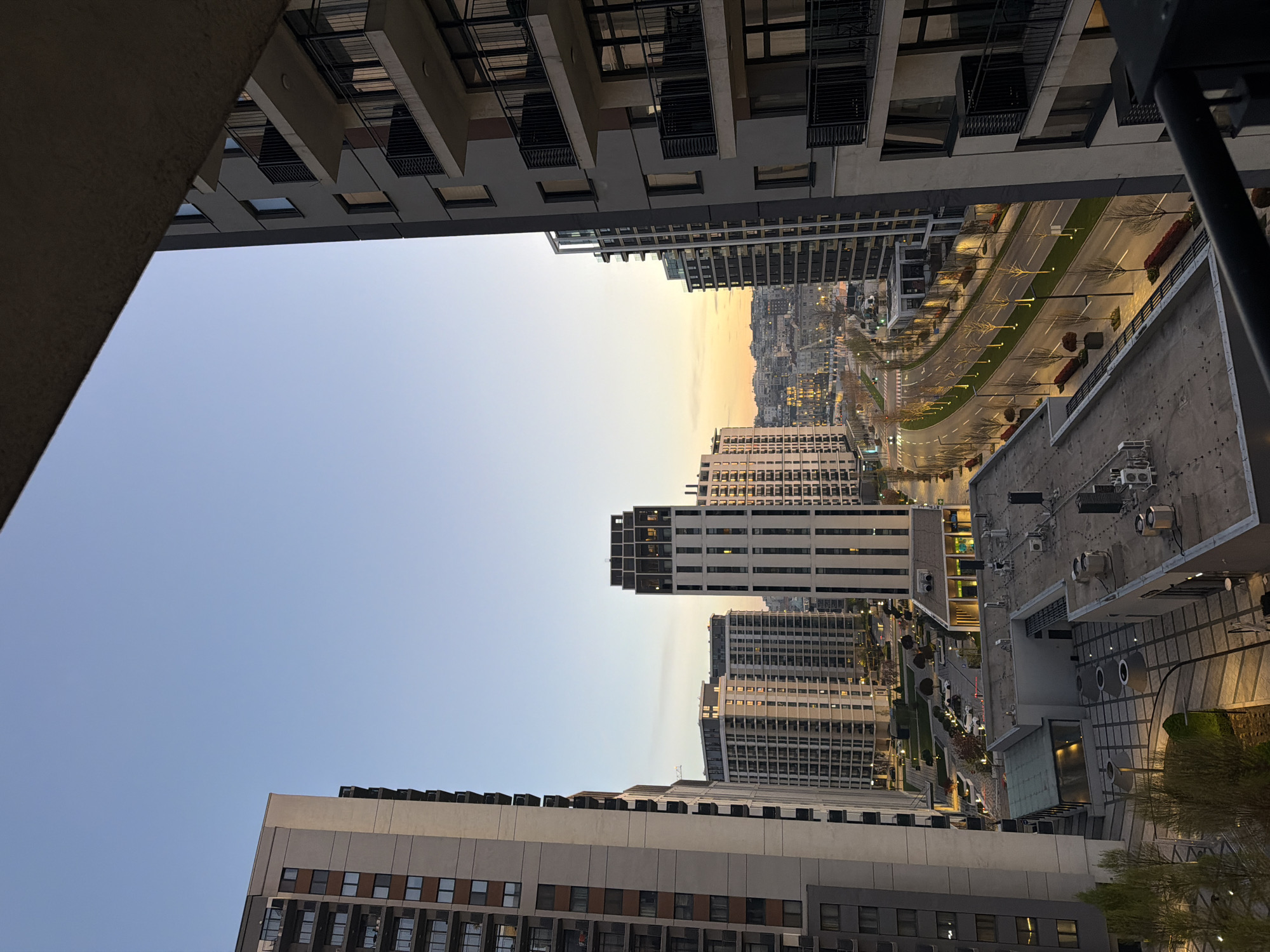 Belgrade cityscape documented from high balcony at dawn