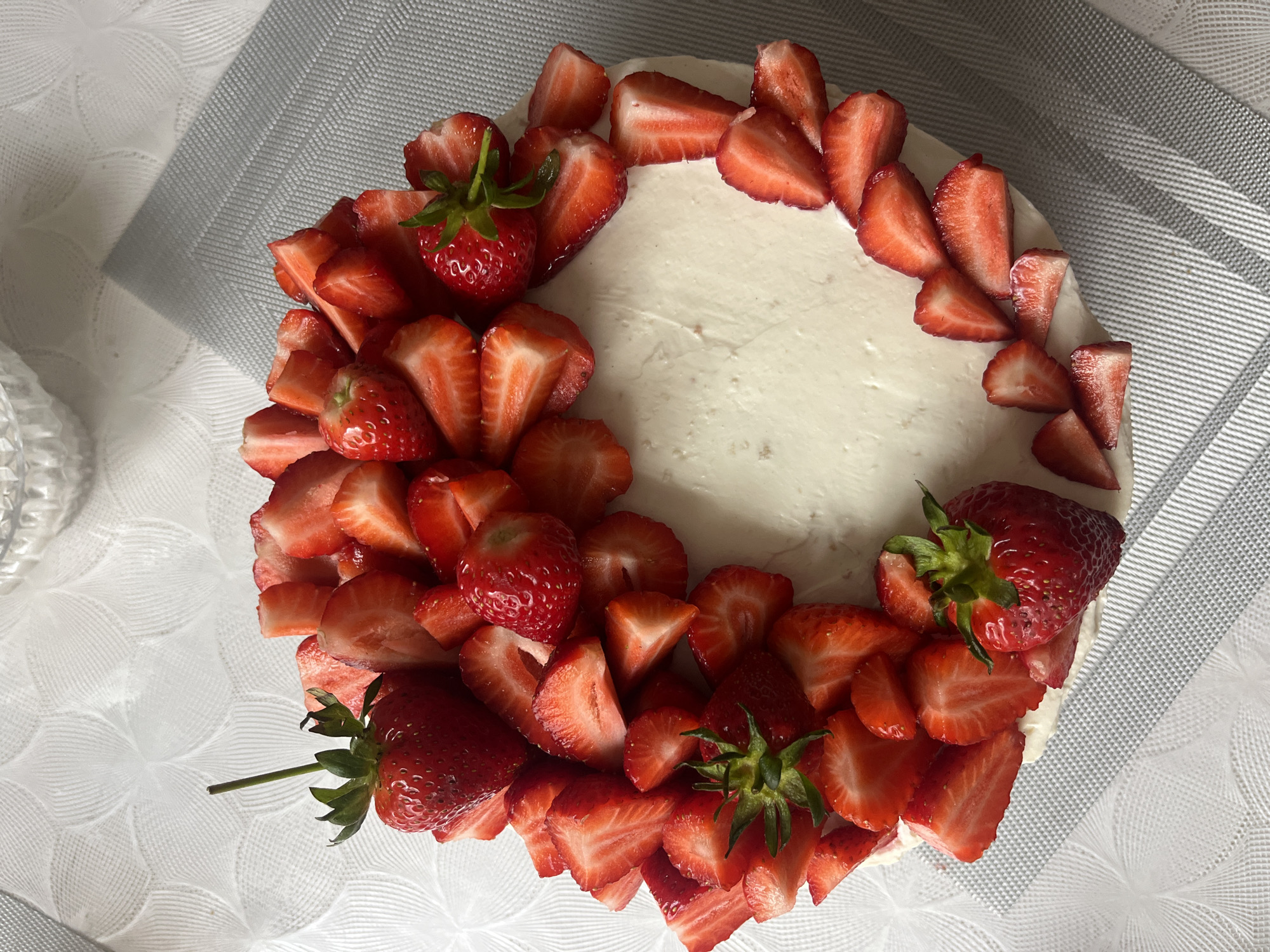 Decorated strawberry cake photographed in Kaspiysk, Russia
