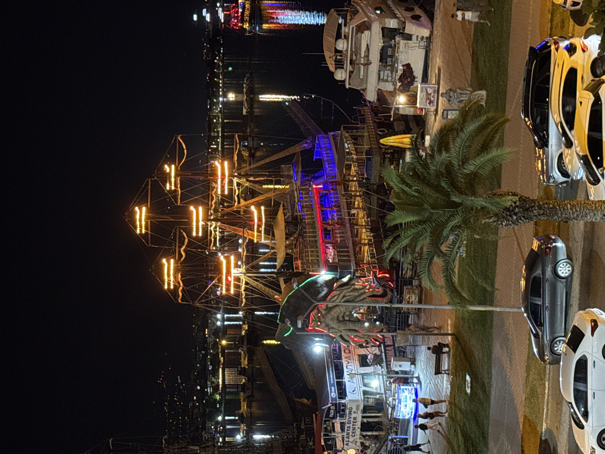 Alanya's harbor and old town streets come alive at night