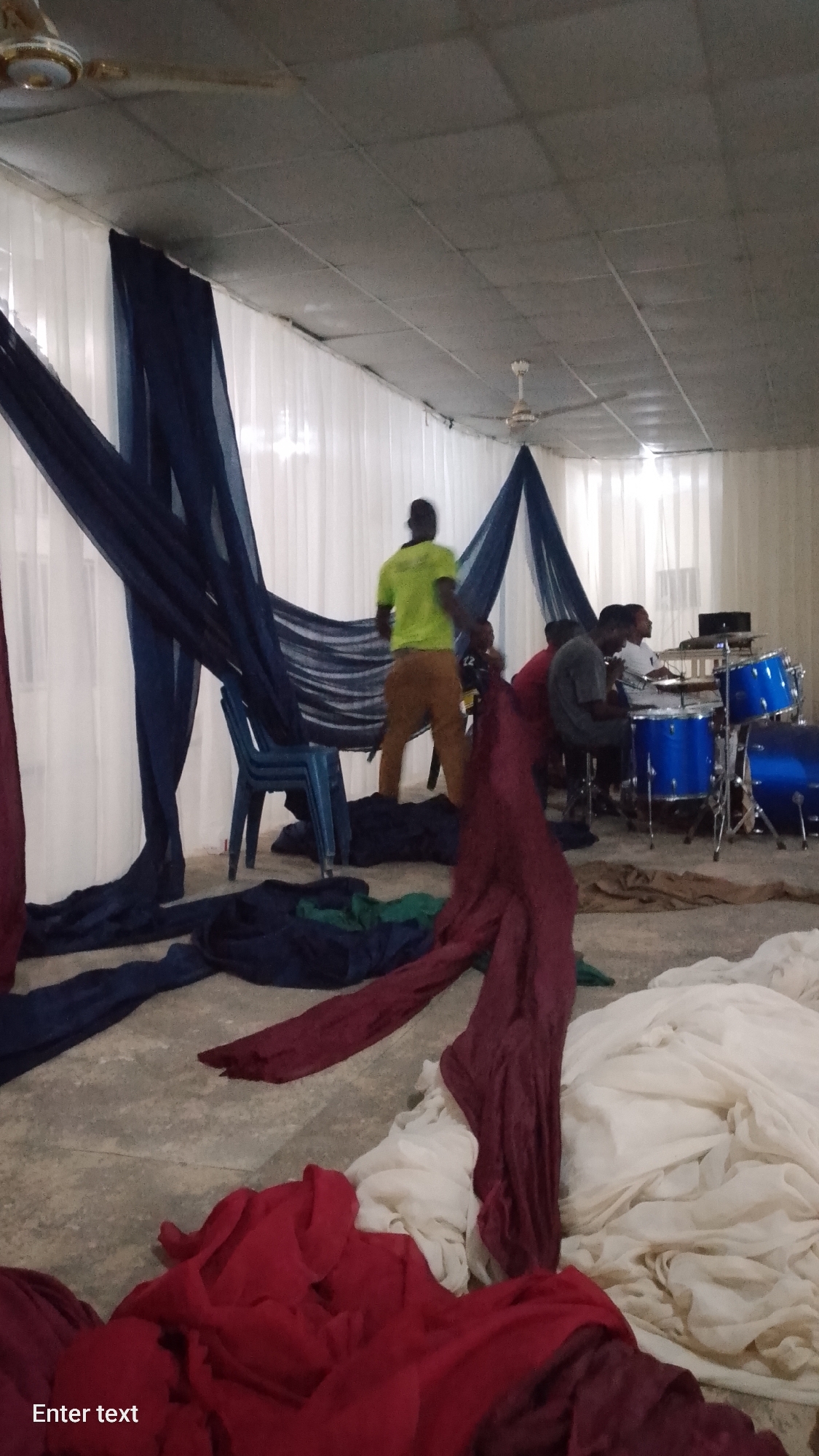 Event hall decoration setup underway in Gudi, Nigeria