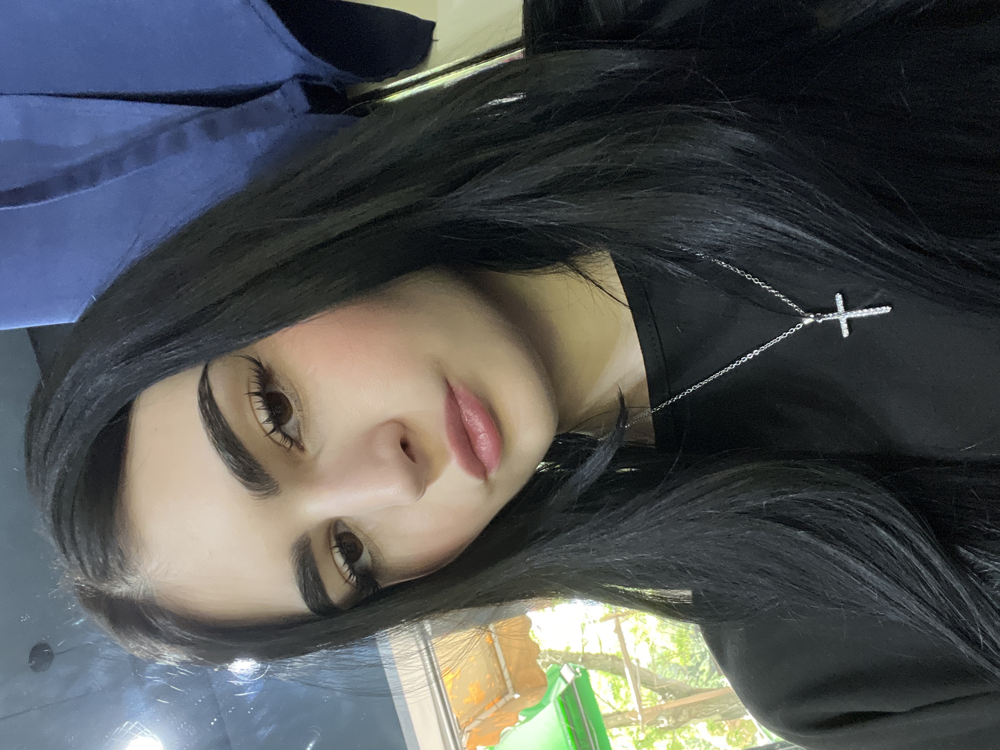 Woman takes selfies in Burgas, Bulgaria