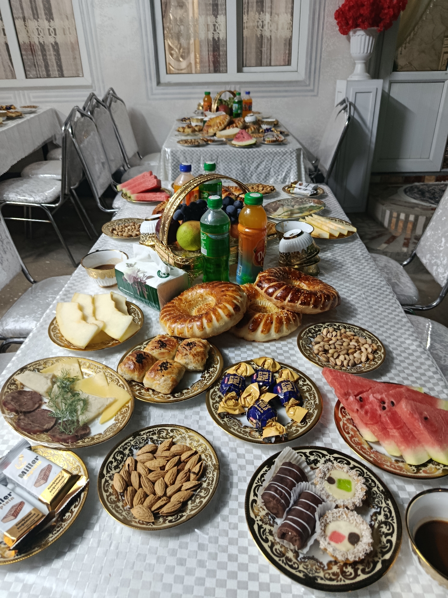 Traditional feast laid out in Osh City, Kyrgyzstan
