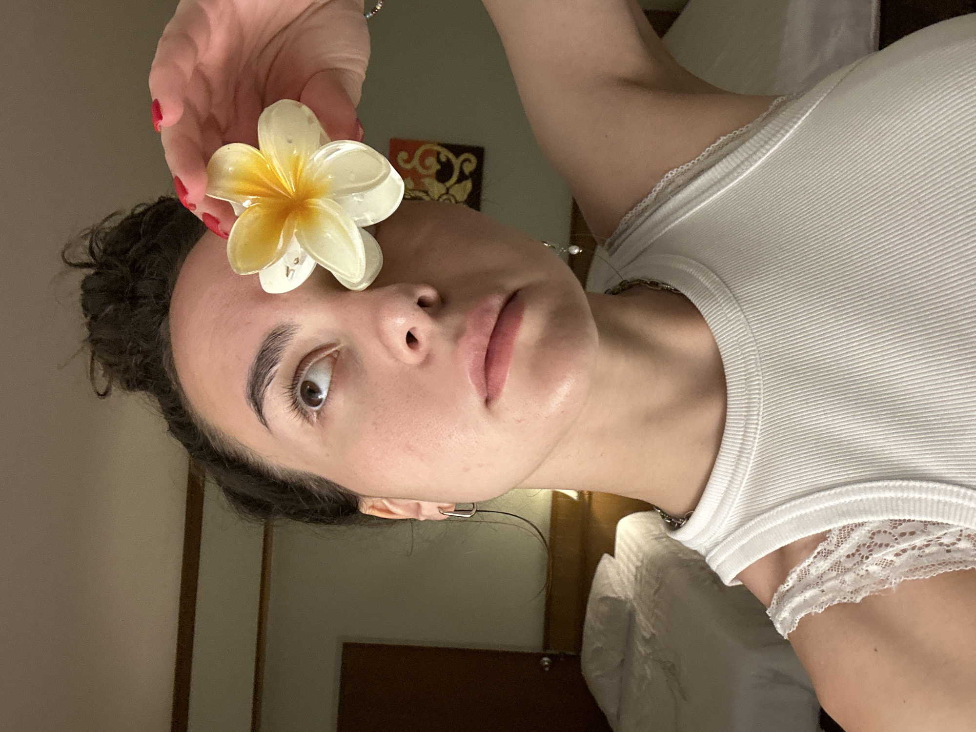 Woman takes selfie session in Pattaya hotel room
