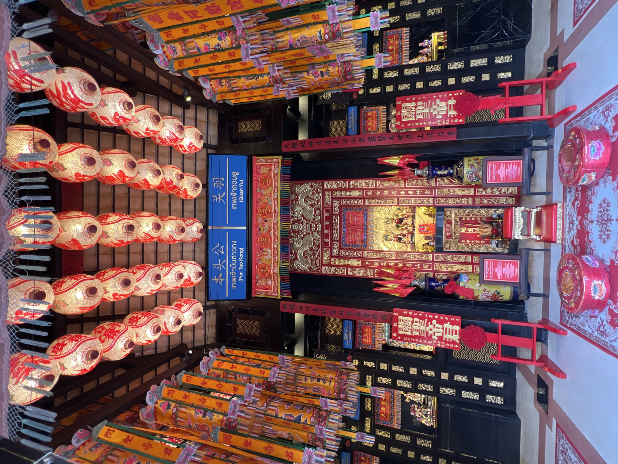 Inside a Chinese temple in Baan Hua Thanon, Thailand