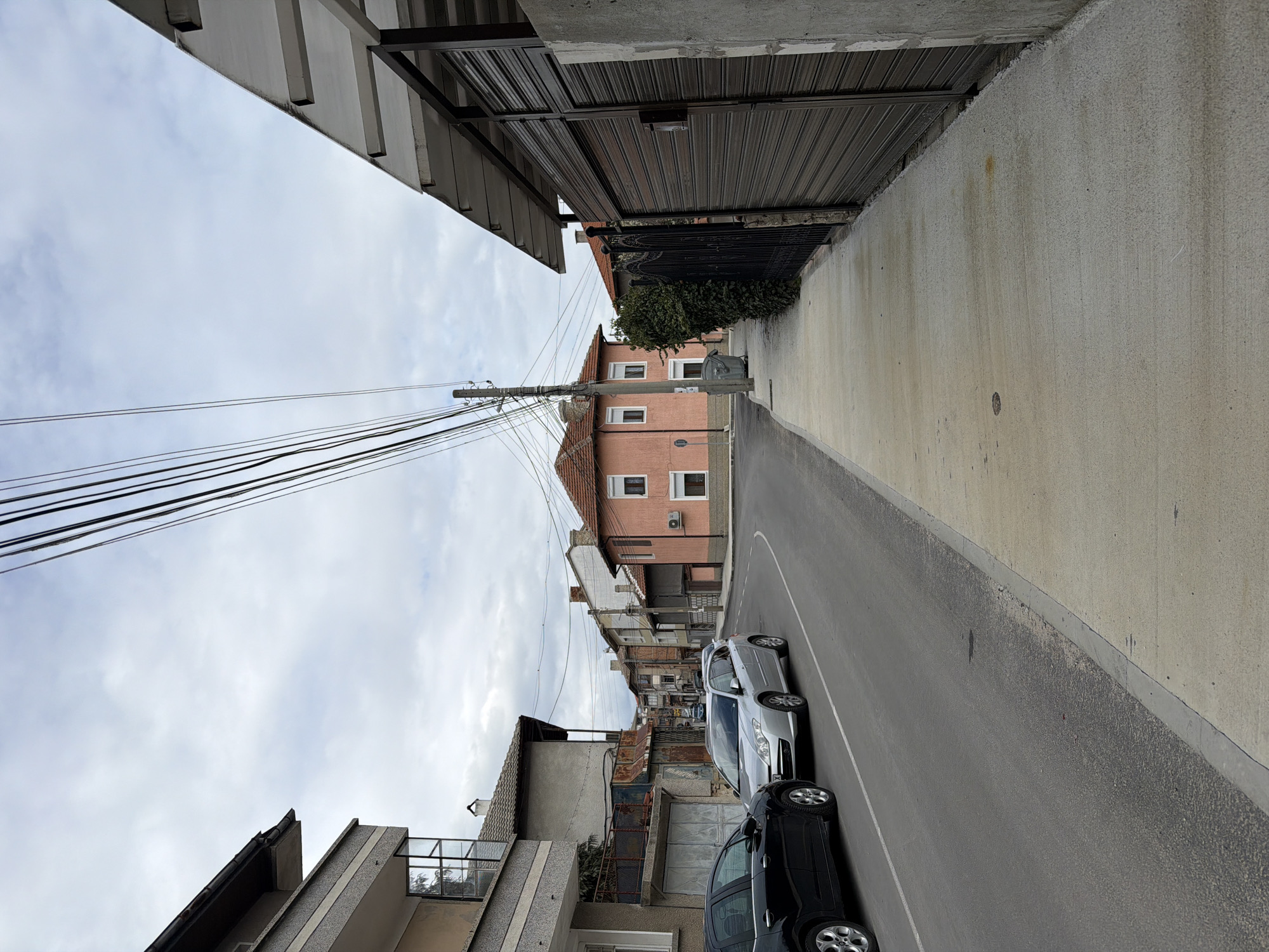 Narrow residential street observed in Panagyurishte, Bulgaria