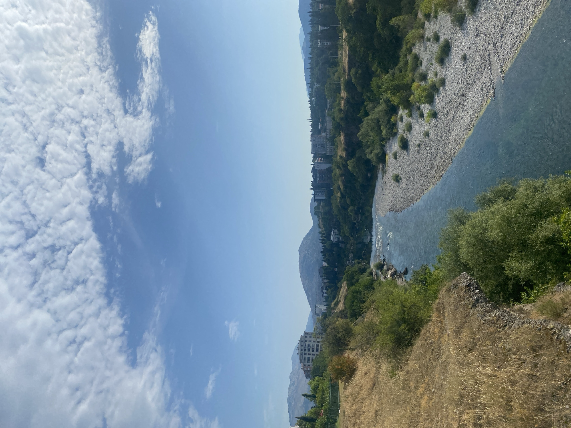 Calm river and rocky banks seen from above in Podgorica