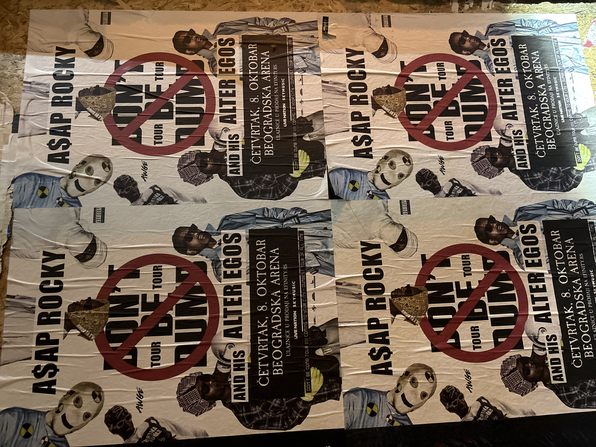 Concert posters and venue signage on Belgrade streets