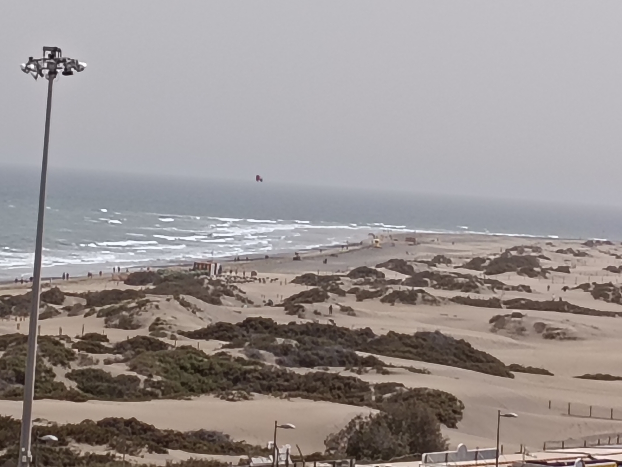 Coastal dunes and light pole captured in San Bartolomé