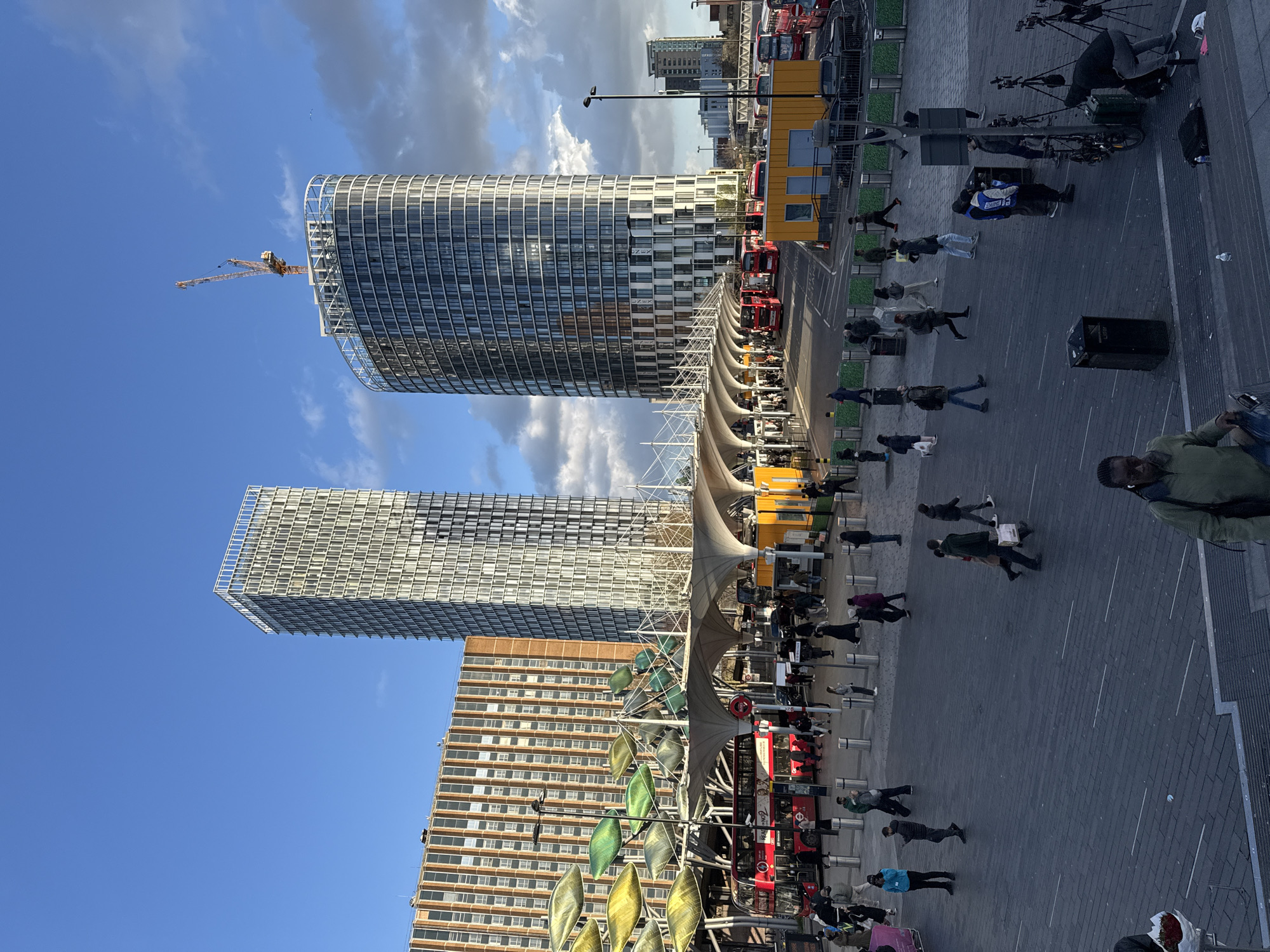 London urban scenes show bustling square and Stratford Station