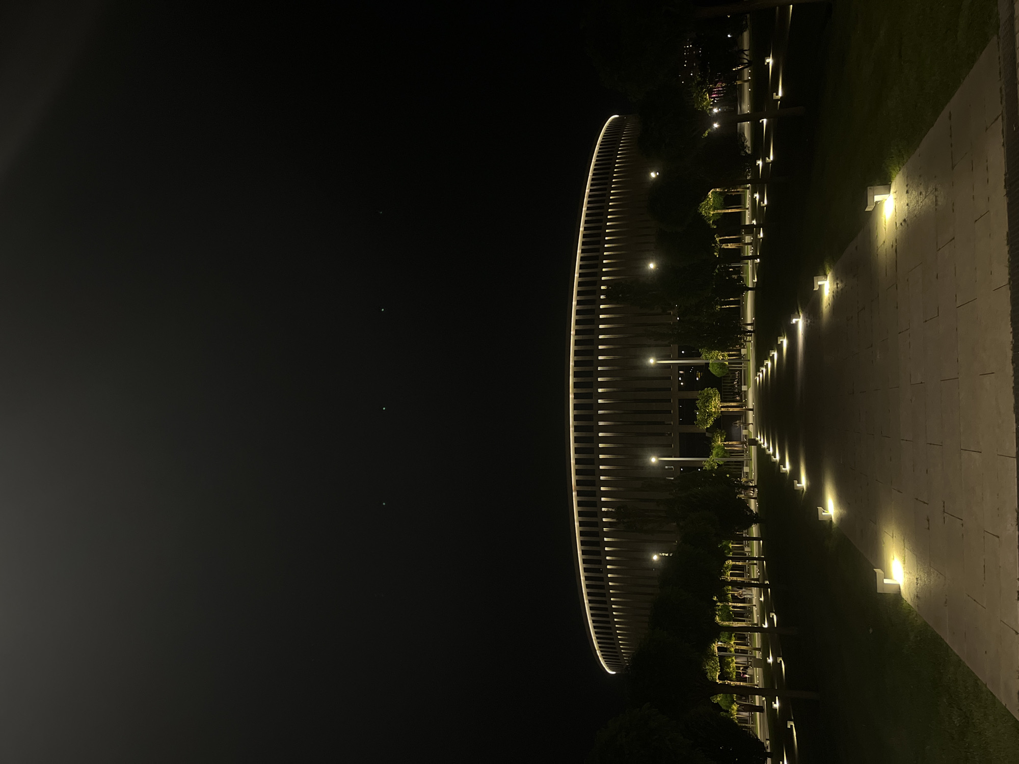 Krasnodar's Galitsky Park lit up on a summer evening