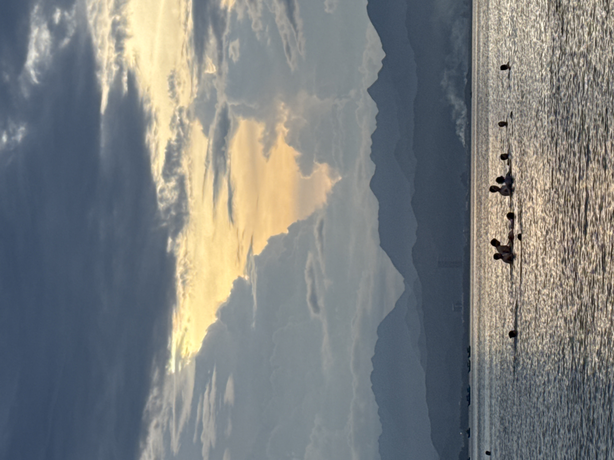 Da Nang beach at dusk, basket boat on shore