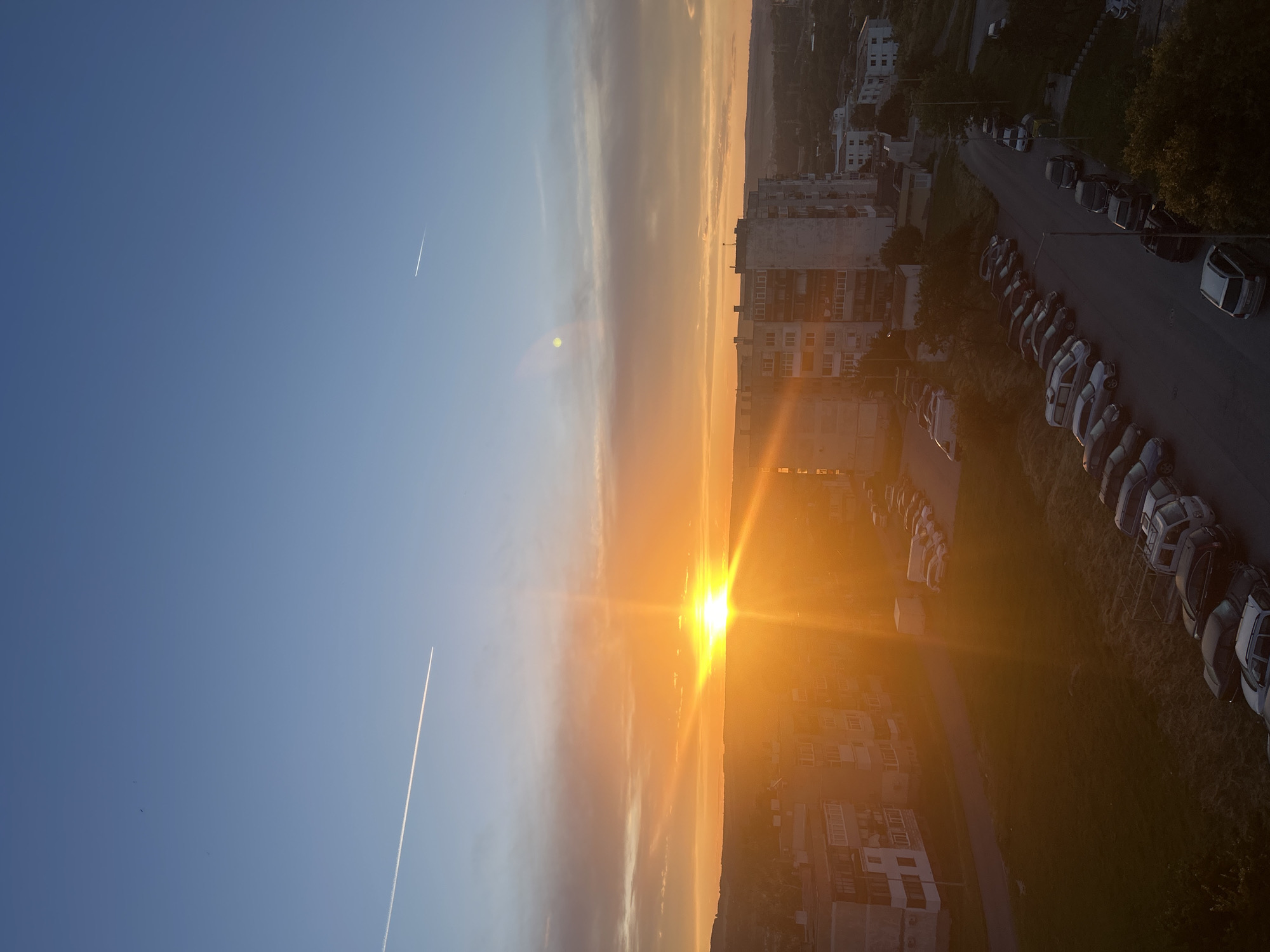 Golden sunset captured over Razgrad, Bulgaria cityscape