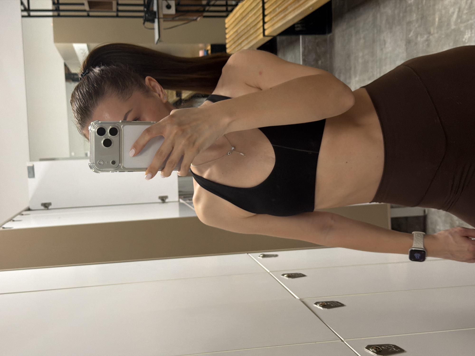 Woman takes selfies in Varna locker room