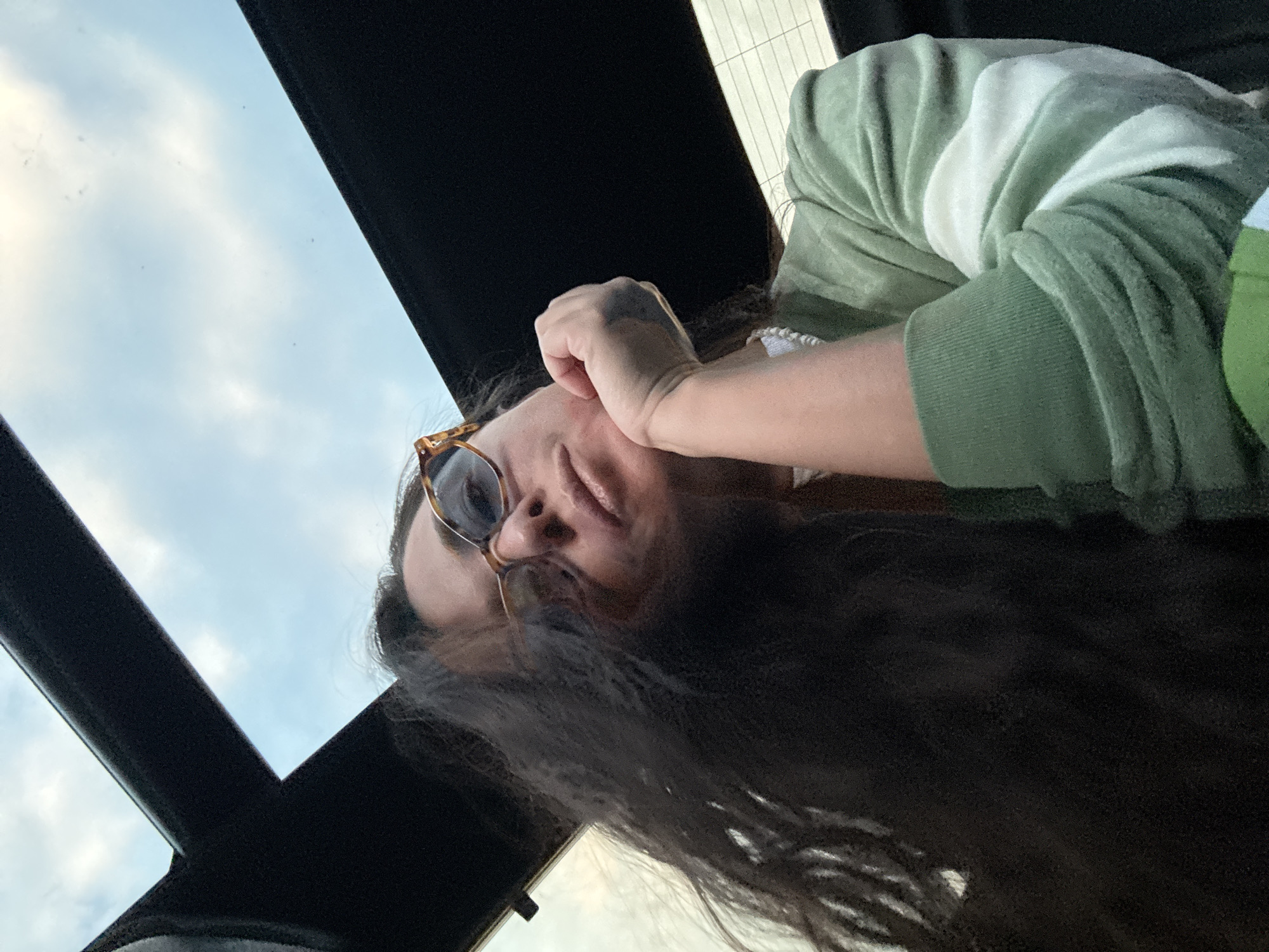 Chilling out in tortoise-shell shades and tie-dye