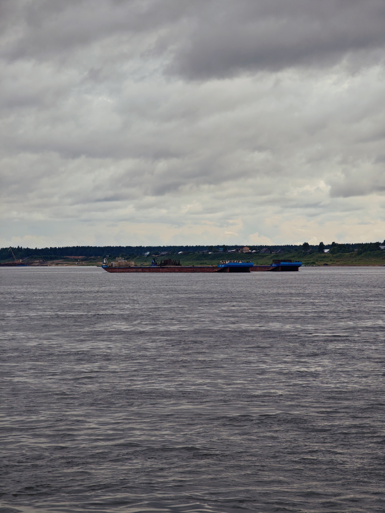On the Yenisei River near Zotino, Siberia, overcast and slow