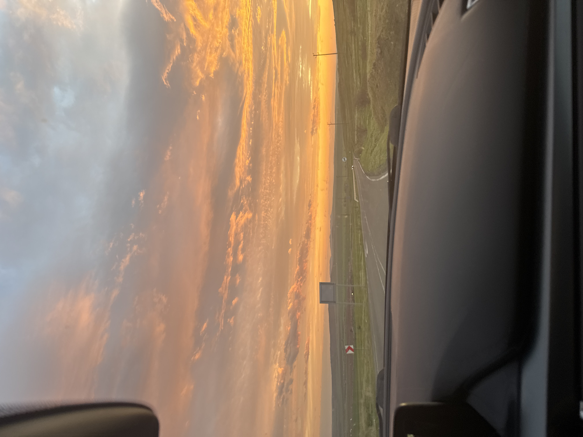 Dramatic sunset captured over rural Bulgarian landscape near Karnobat