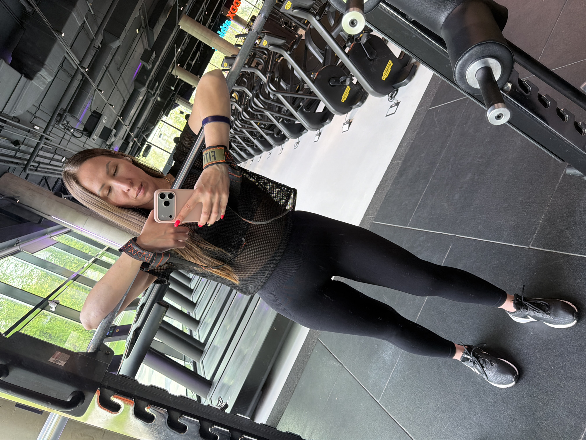 Early morning selfies captured at Moscow fitness facility