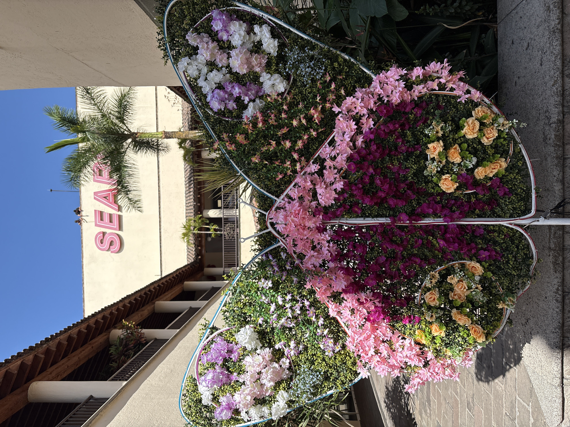 Decorative displays spotted across Cuernavaca including floral butterfly, axolotl sculpture