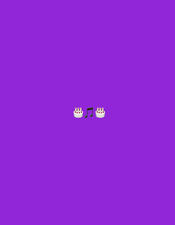Digital emoji graphics with celebration and music themes