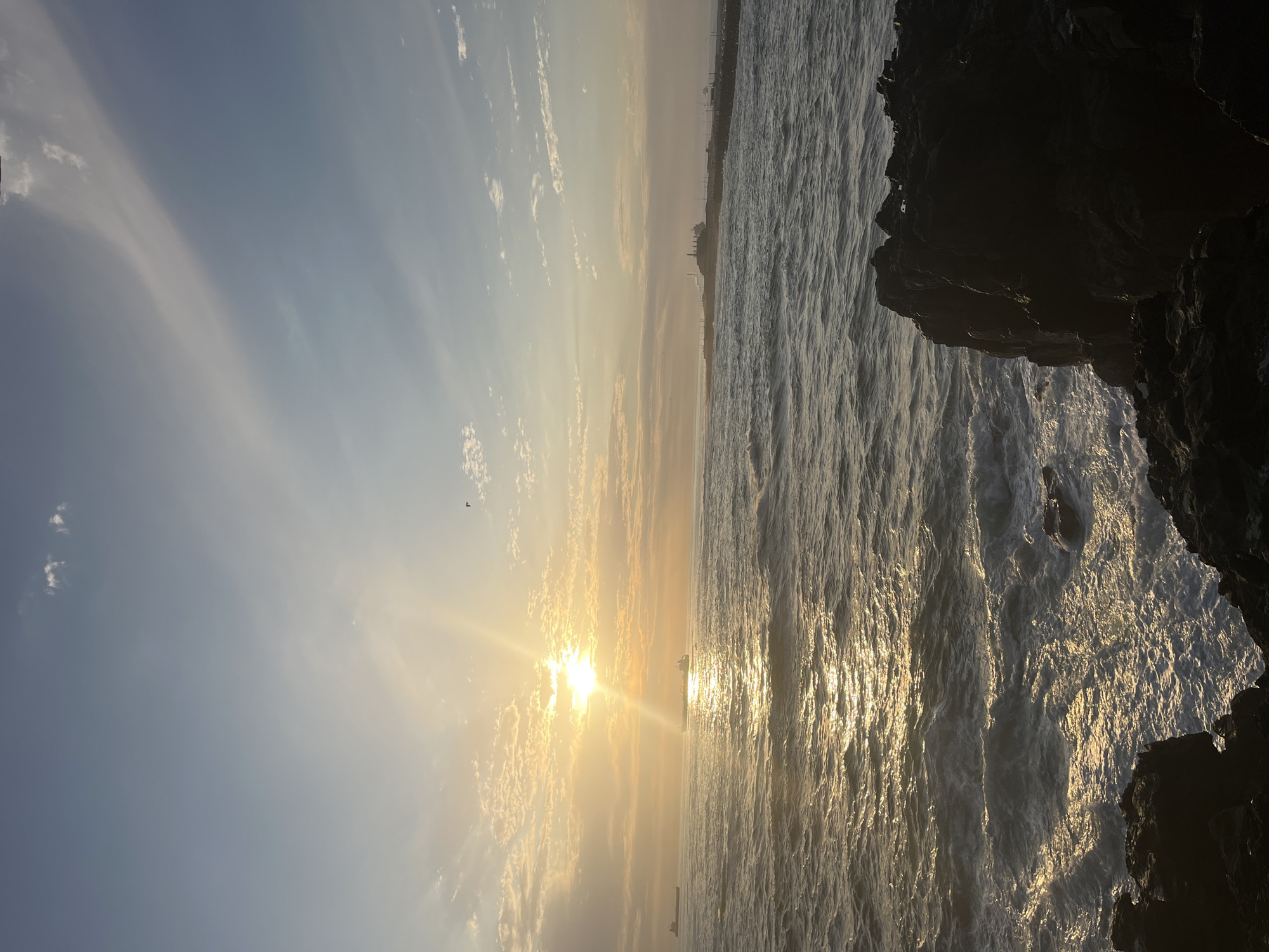 Sunset photographed over Arica coastline in northern Chile
