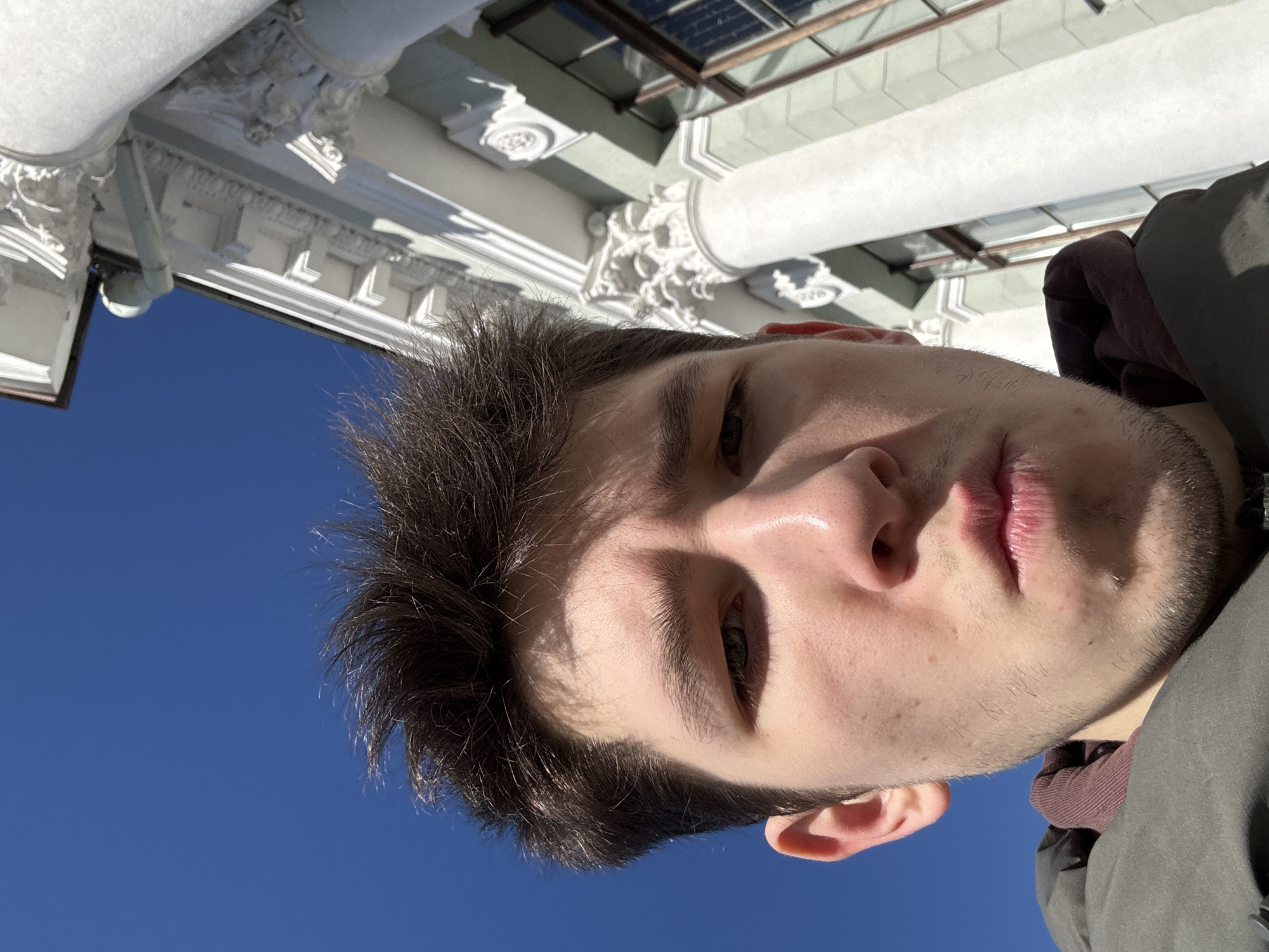 Person photographed near Vyborg city monument in Russia