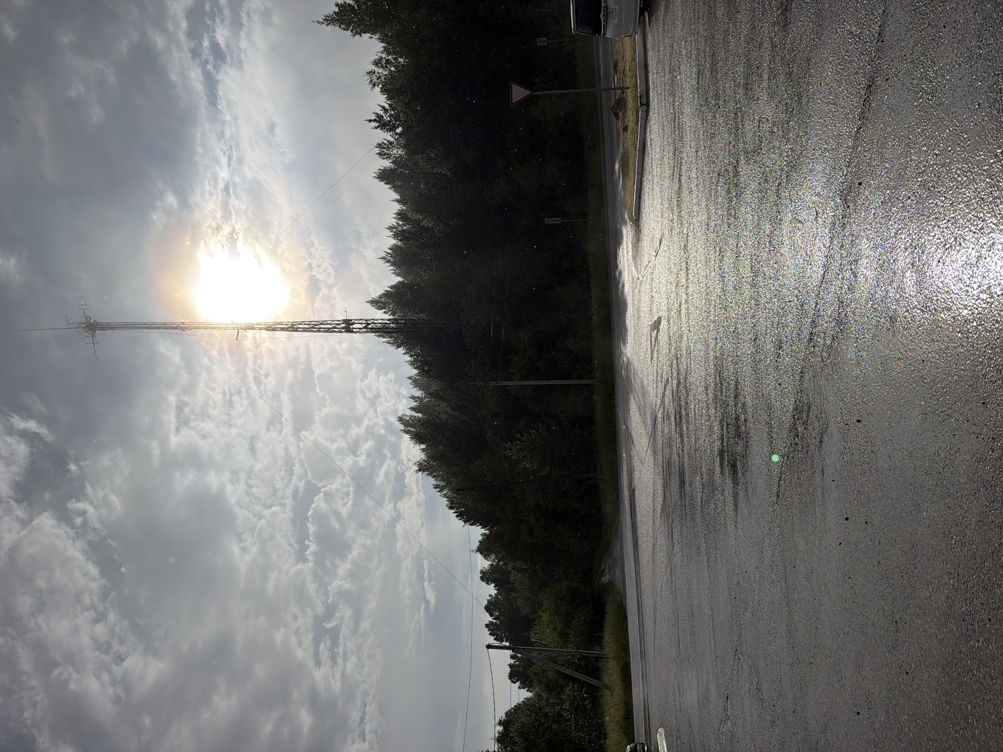 Transmission tower along a remote Russian roadside