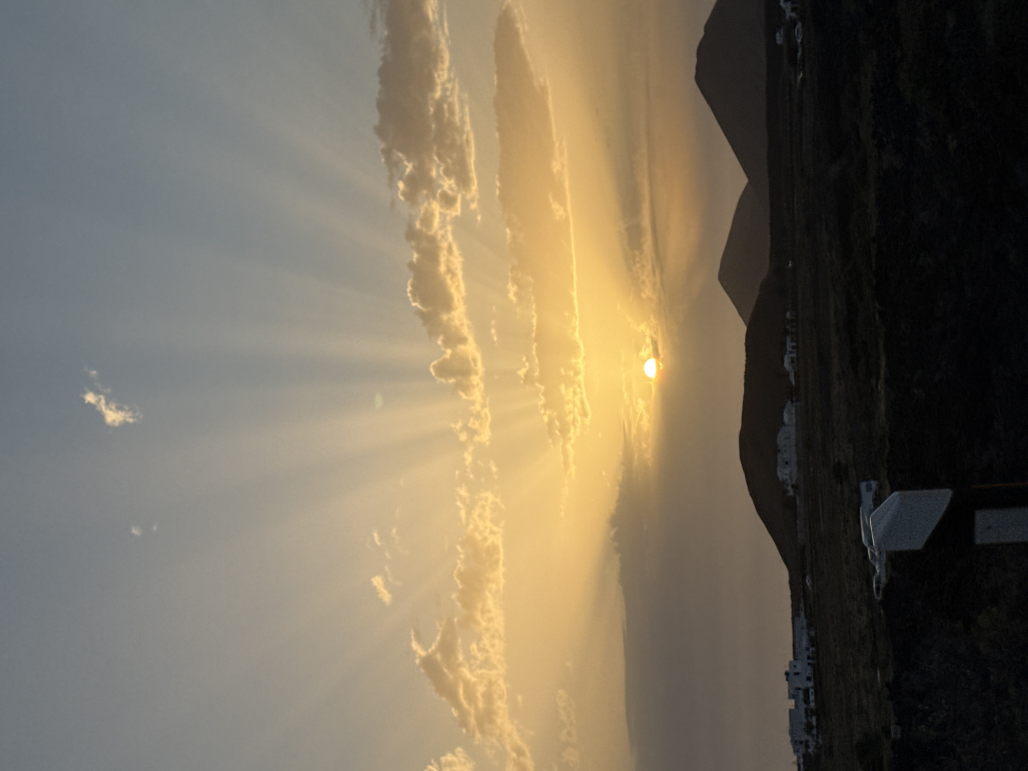 Sunset with crepuscular rays observed in Yaiza, Spain