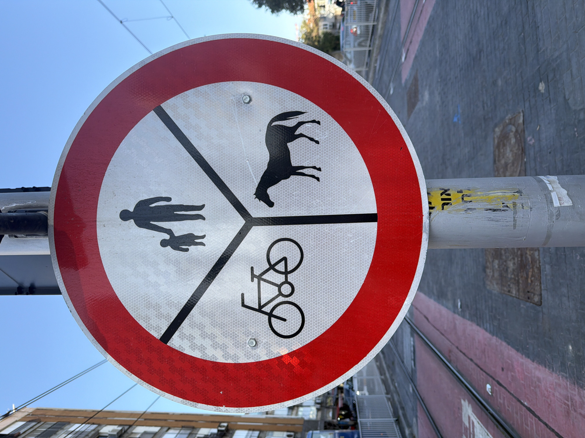 Prohibition sign photographed on pole in Bat Yam