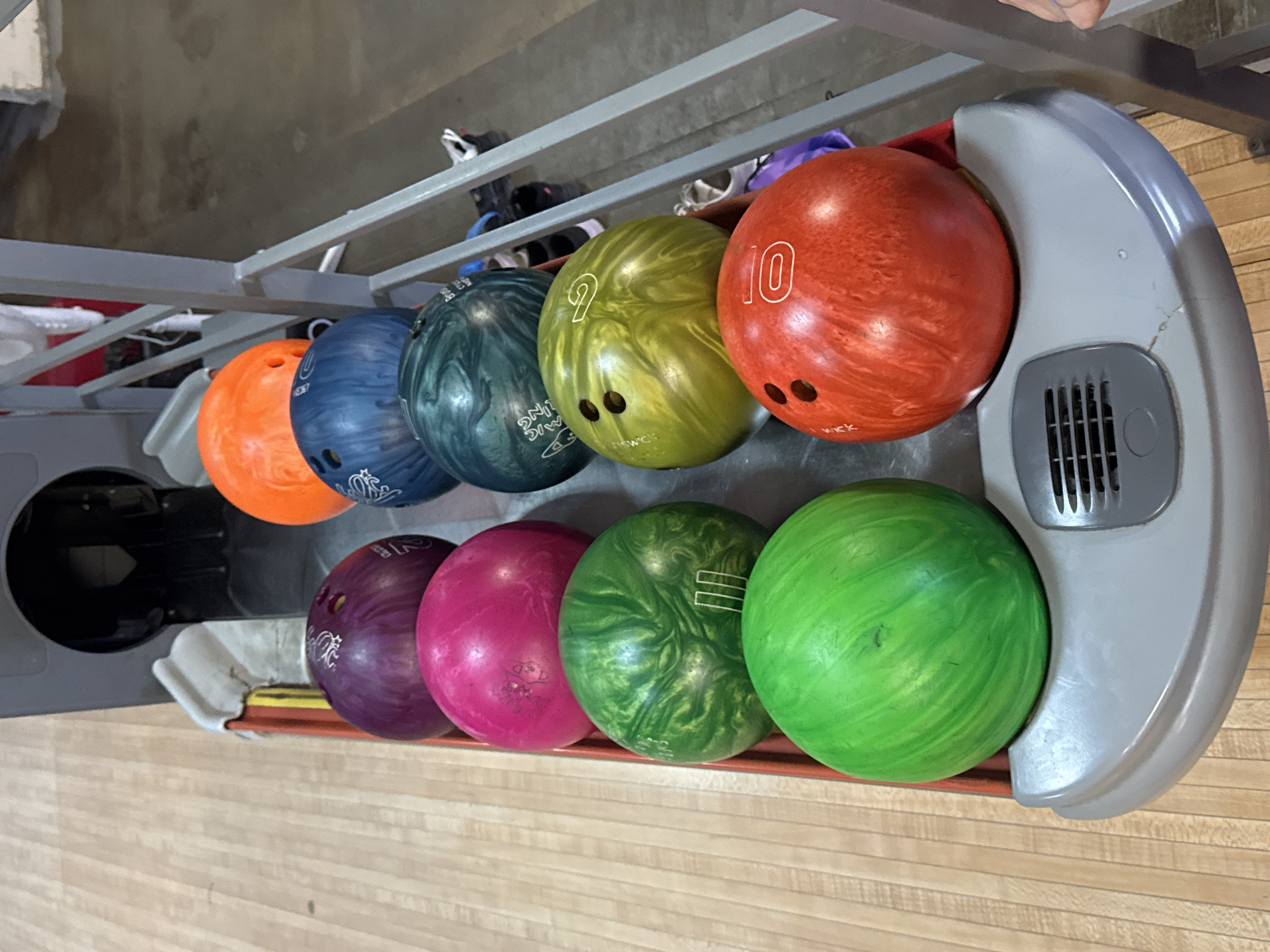 Bowling session at a Perm alley with kids and colorful lanes