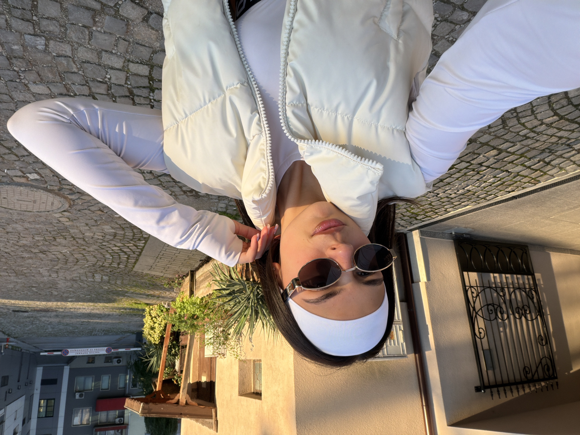 Couple takes selfies during afternoon stroll in Gabrovo, Bulgaria