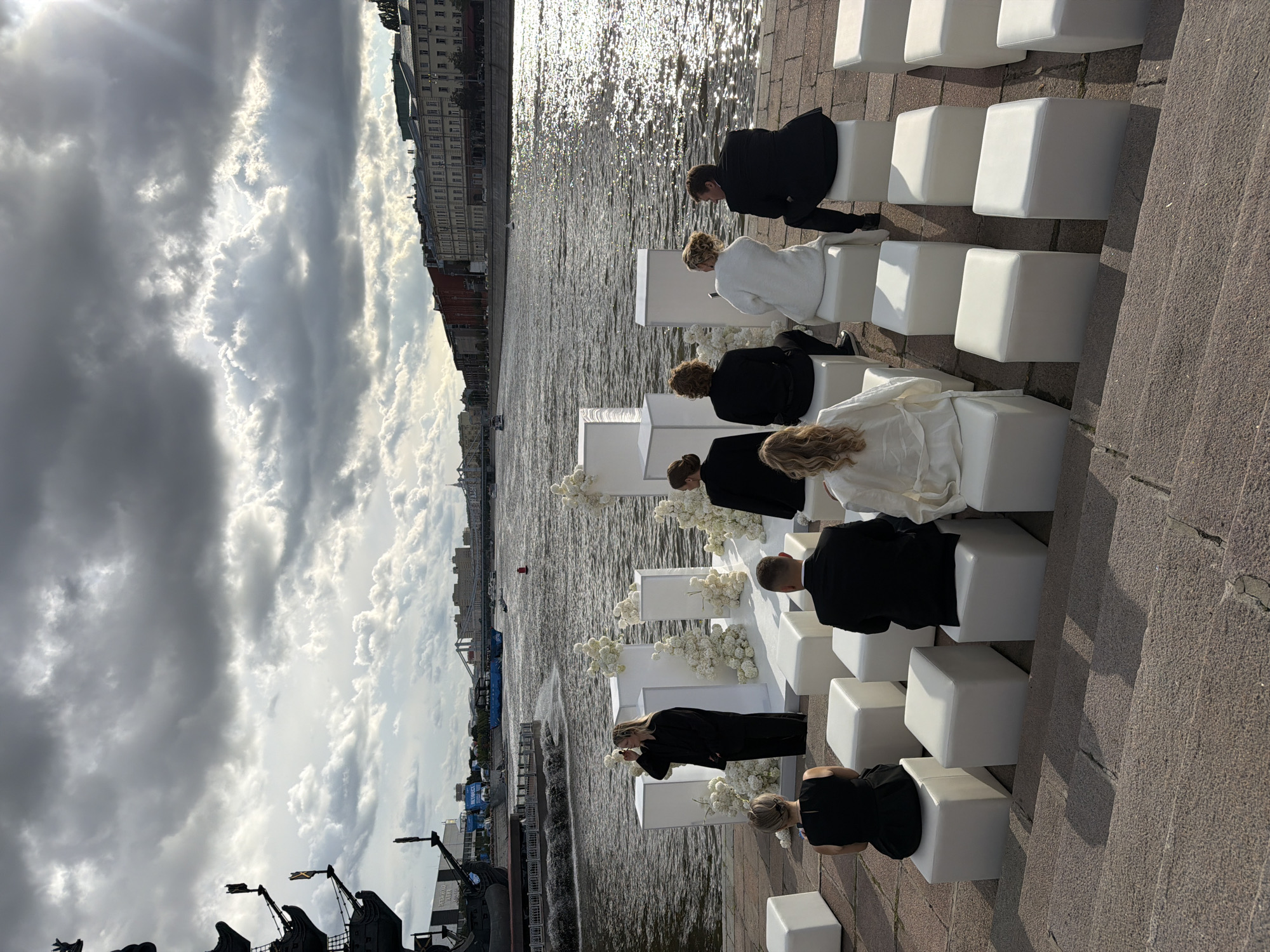 Outdoor wedding ceremony along the Moskva River, Moscow