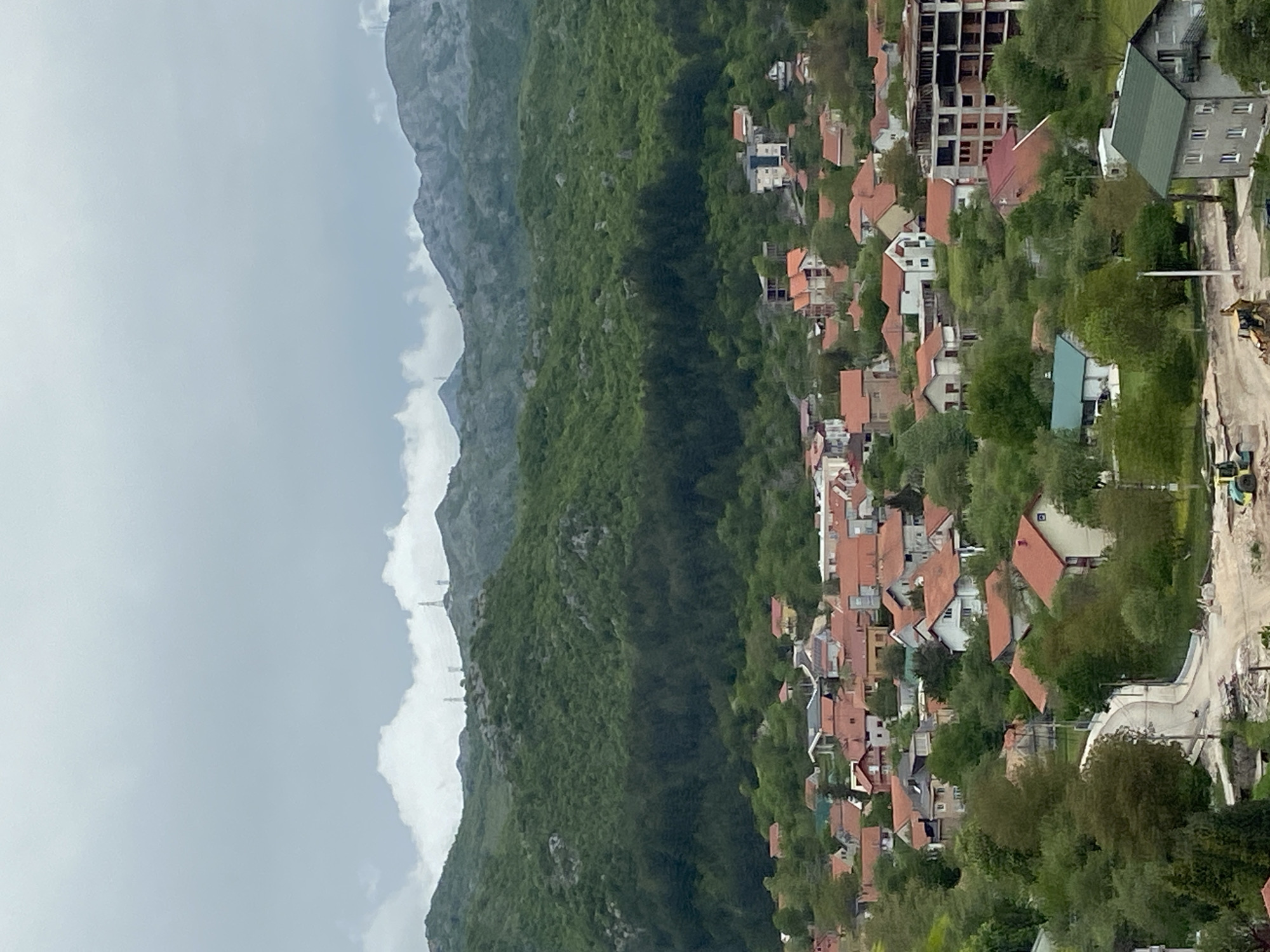Road construction underway in historic Cetinje, Montenegro