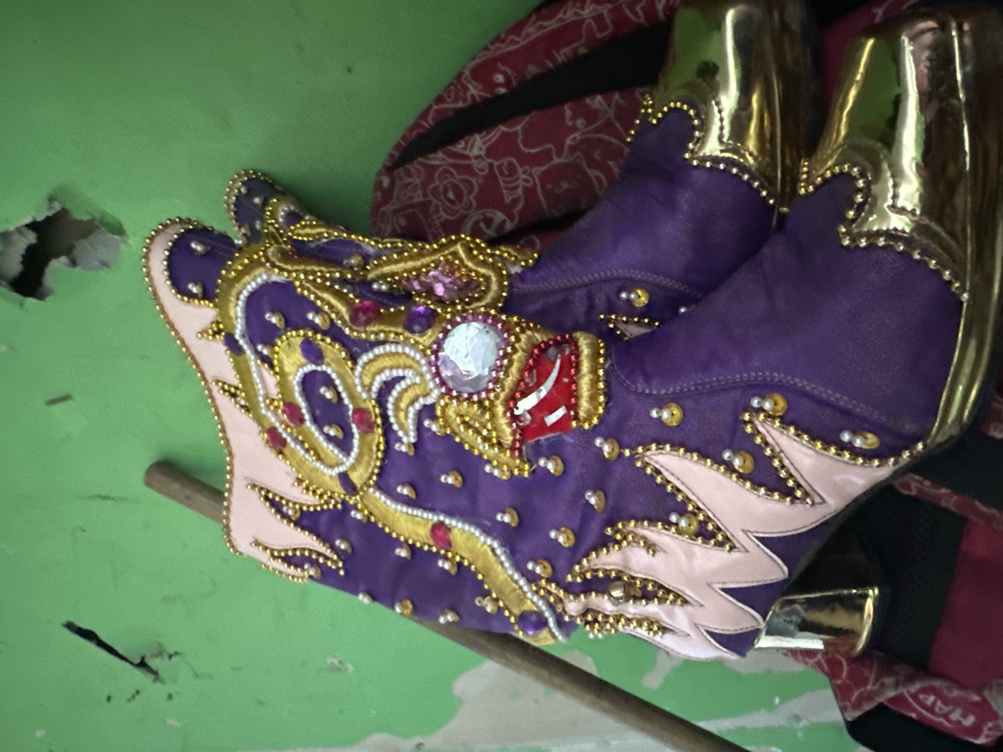 Ornate beaded boots spotted in Arica, Chile room