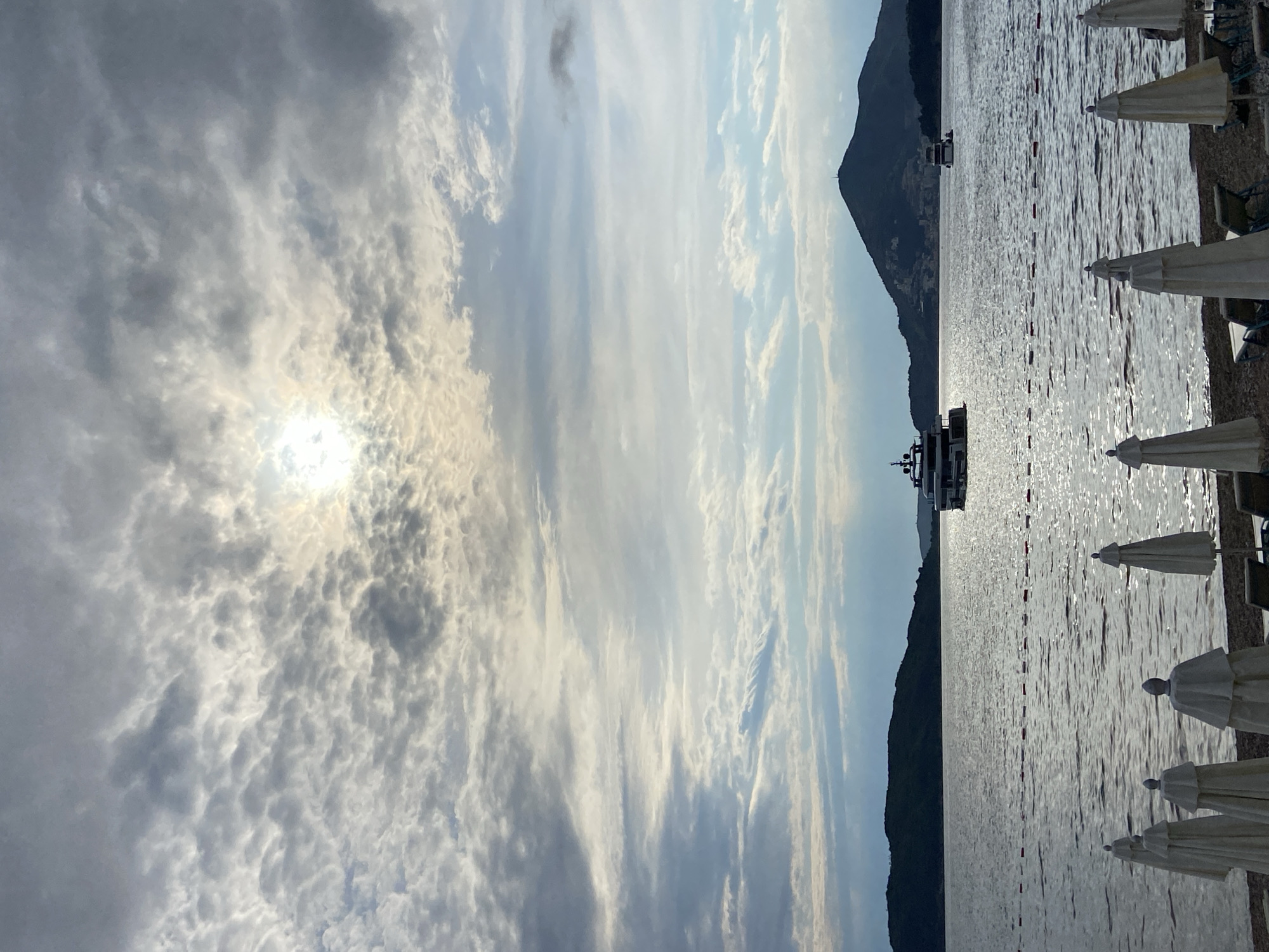 Quiet afternoon captured at Montenegro's Pržno beach under cloudy skies