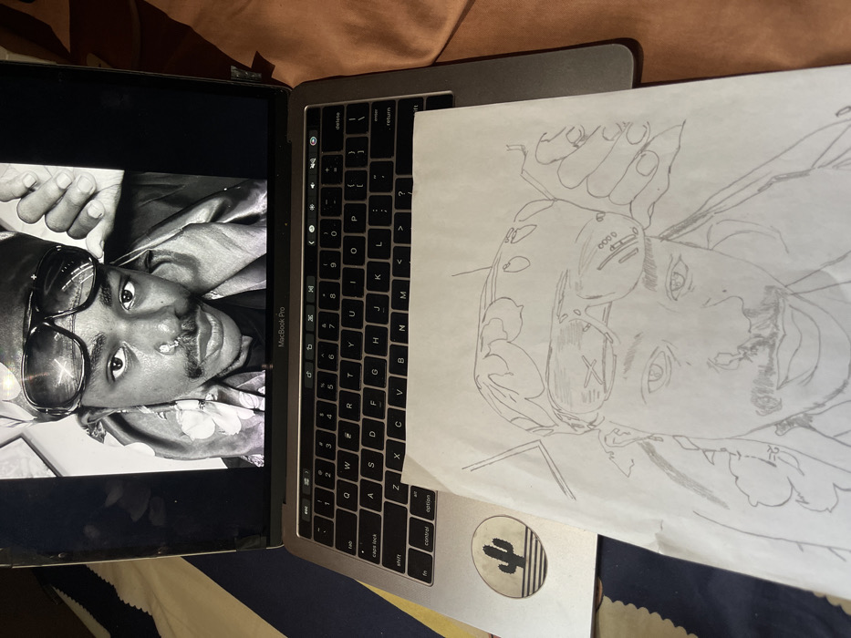 Artist Creates Detailed Portrait Sketch in Jos, Nigeria