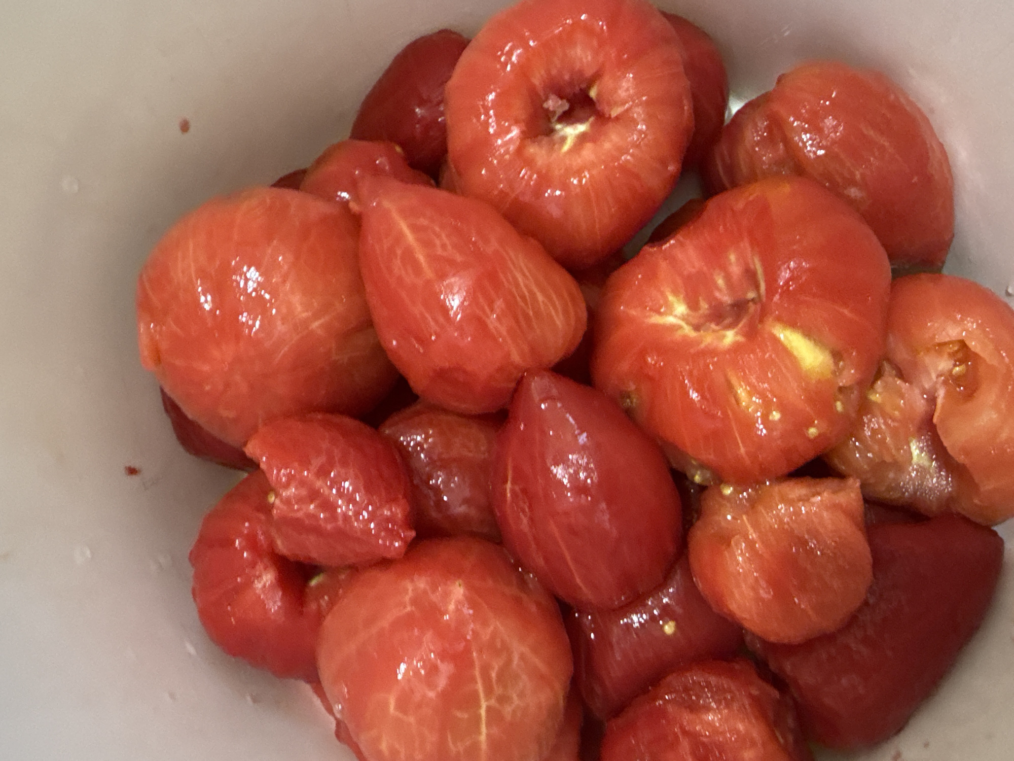 Homemade tomato canning in rural Bulgaria, summer harvest